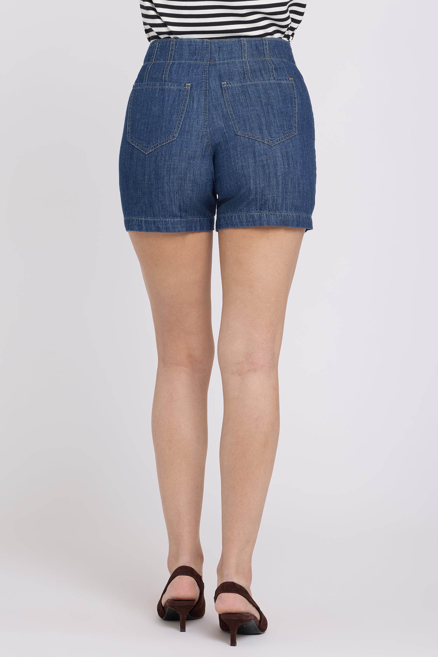 NYDJ Kayla Denim Shorts With High Rise And Embellished Pockets - Medium Indigo