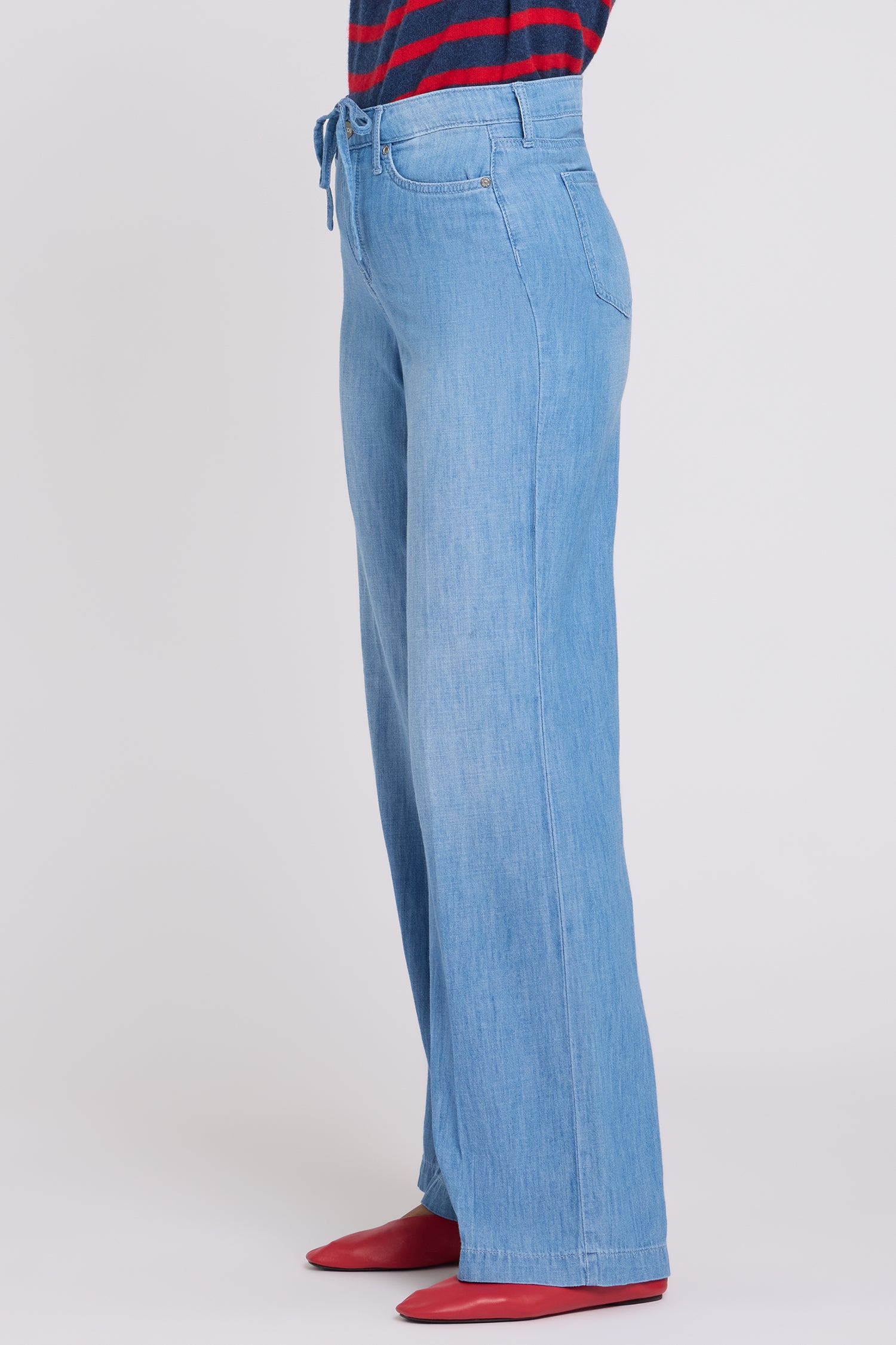 NYDJ Teresa Wide Leg Jeans With Drawstring Waist - Riviera Sky