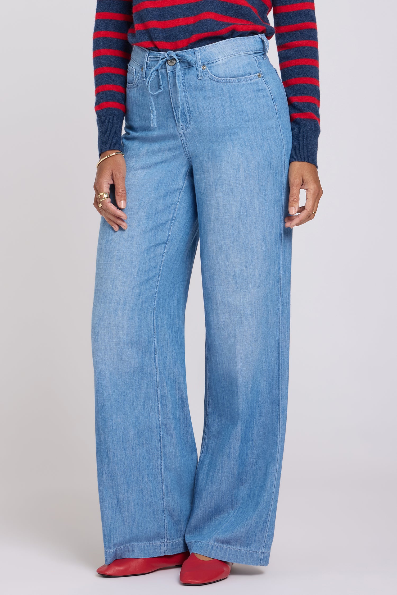 NYDJ Teresa Wide Leg Jeans With Drawstring Waist - Riviera Sky