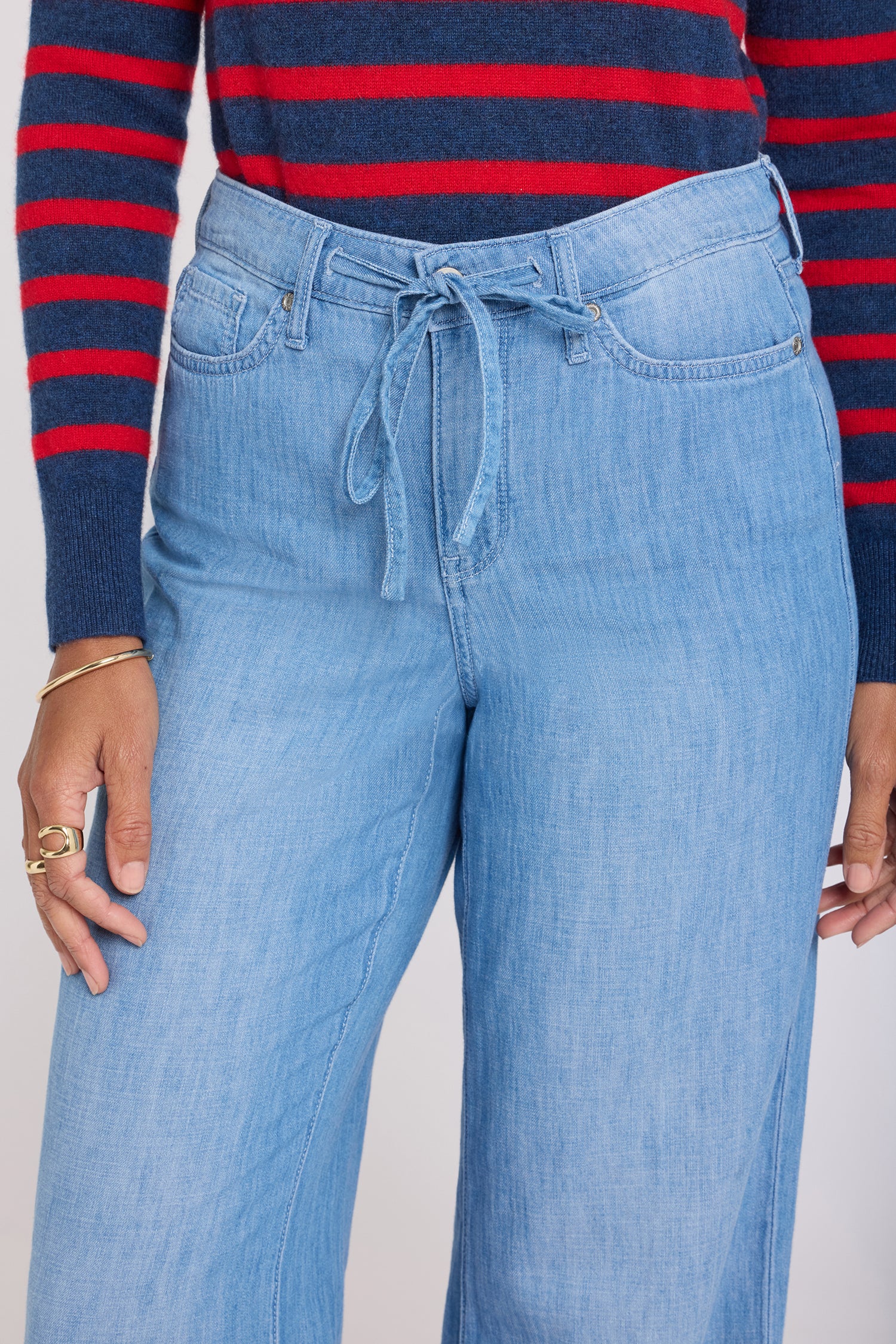 NYDJ Teresa Wide Leg Jeans With Drawstring Waist - Riviera Sky
