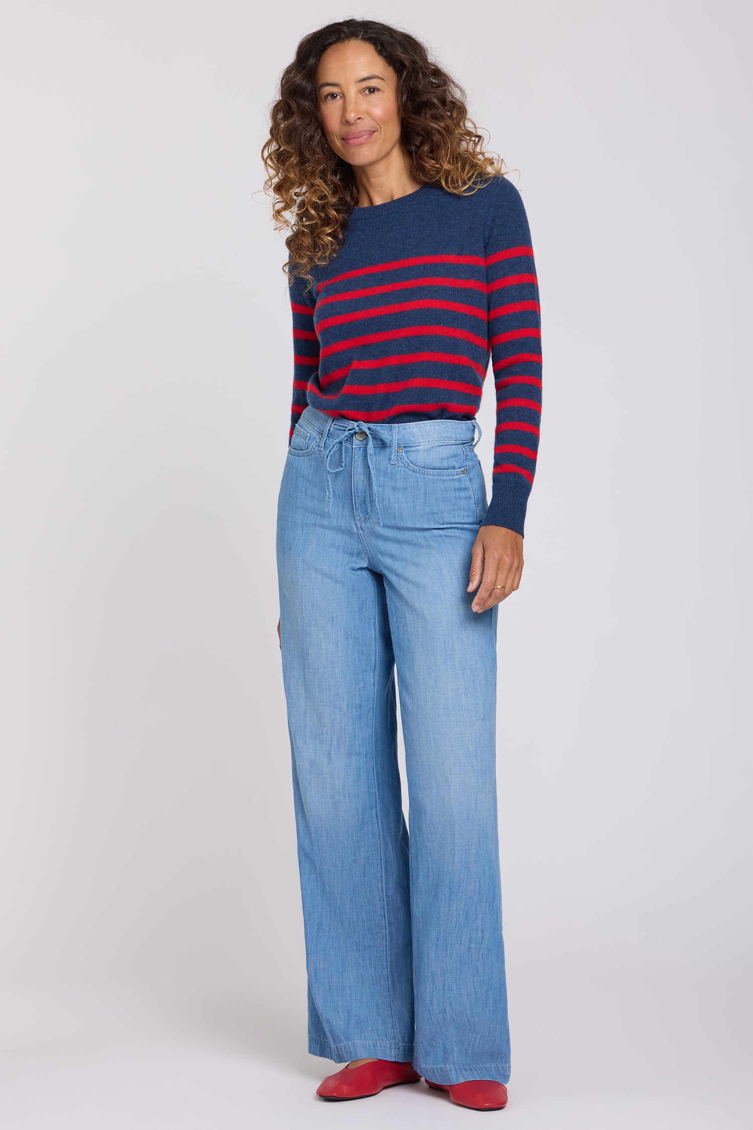 NYDJ Teresa Wide Leg Jeans With Drawstring Waist - Riviera Sky