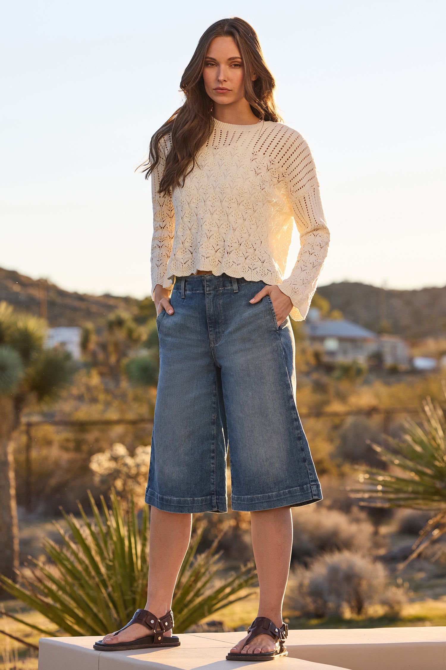 NYDJ Jeanne Culottes In Re-New™ Denim With Super High Rise - Breezy Palms