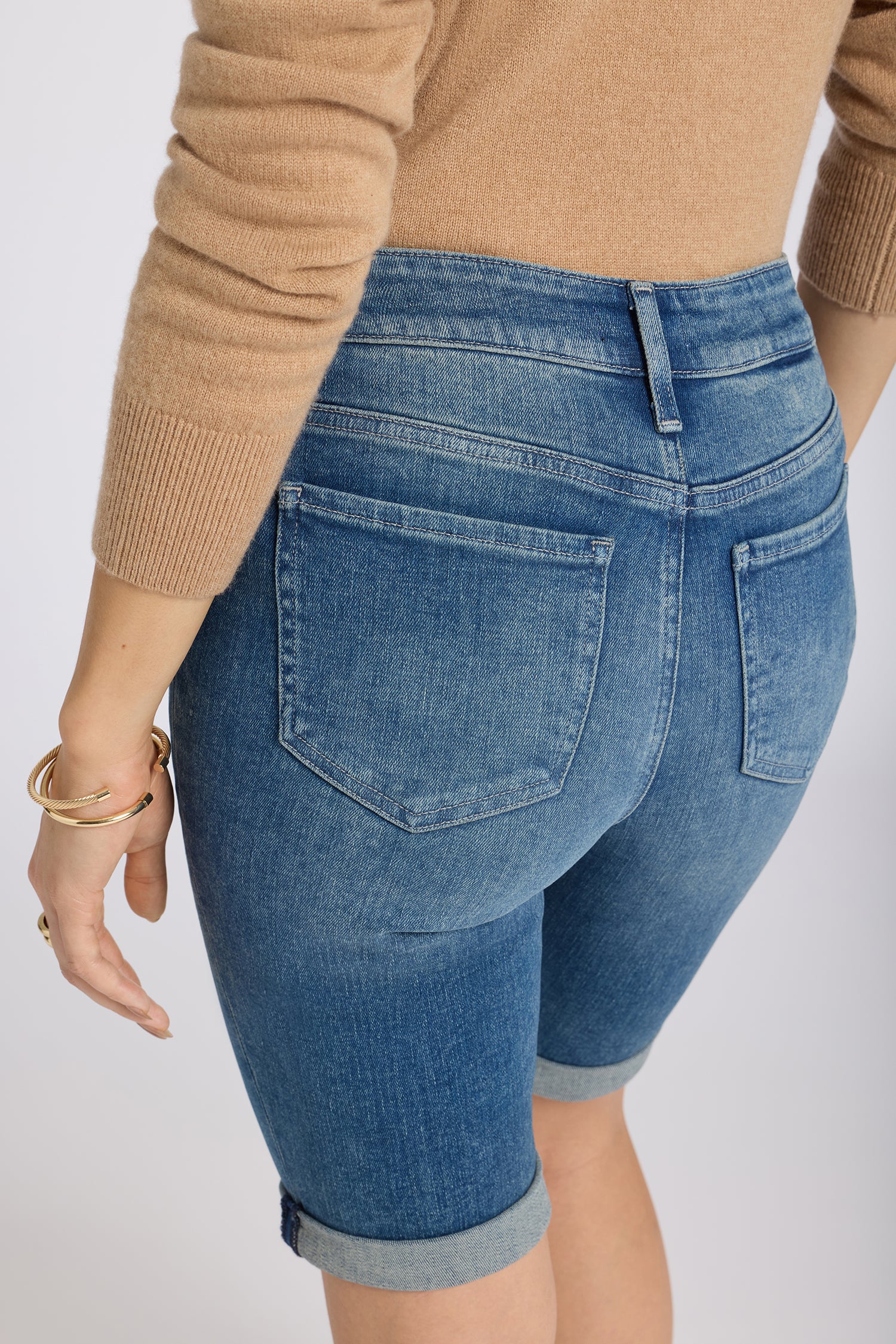 NYDJ Briella 11 Inch Denim Shorts In Re-New™ Denim With Roll Cuffs - Breezy Palms