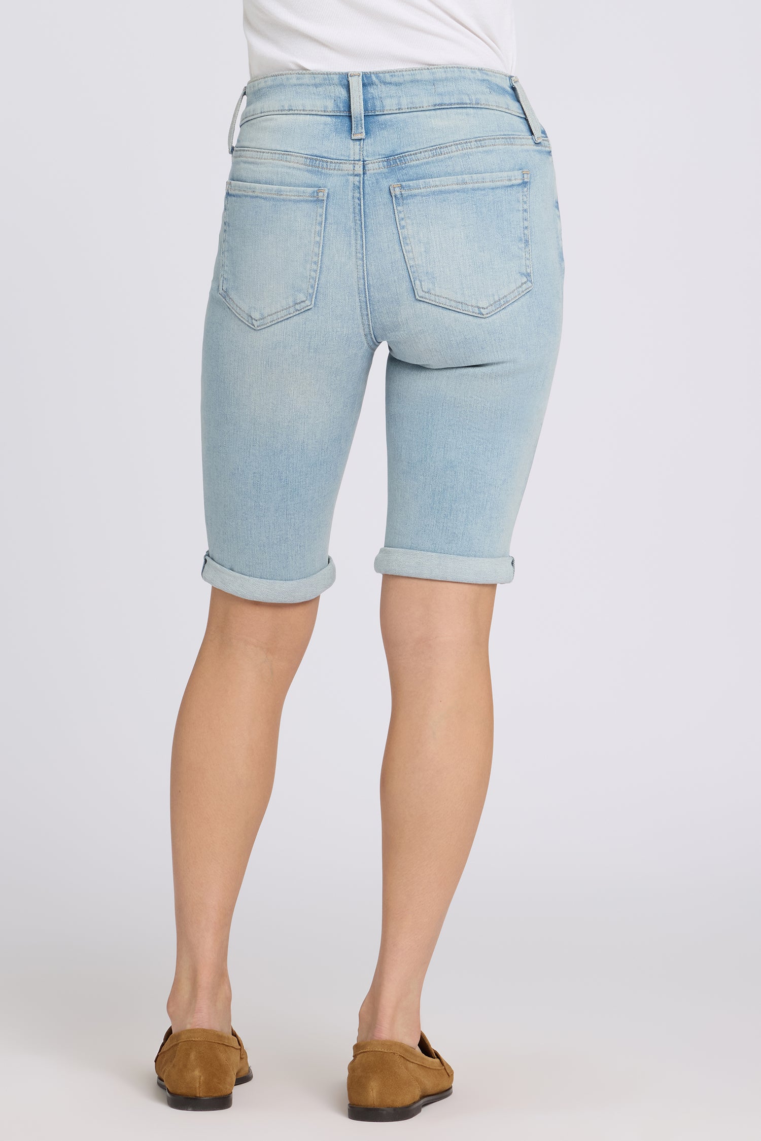 NYDJ Briella 11 Inch Denim Shorts In Re-New™ Denim With Roll Cuffs - Keys View