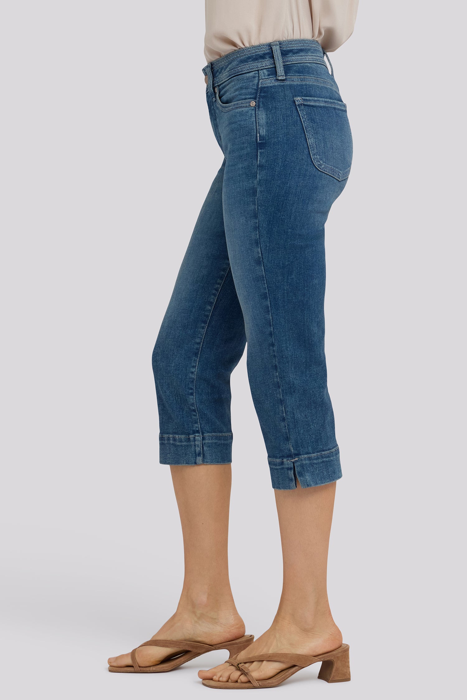 NYDJ Marilyn Straight Crop Jeans In Re-New™ Denim With Triple Stitching And Side Slits - Breezy Palms