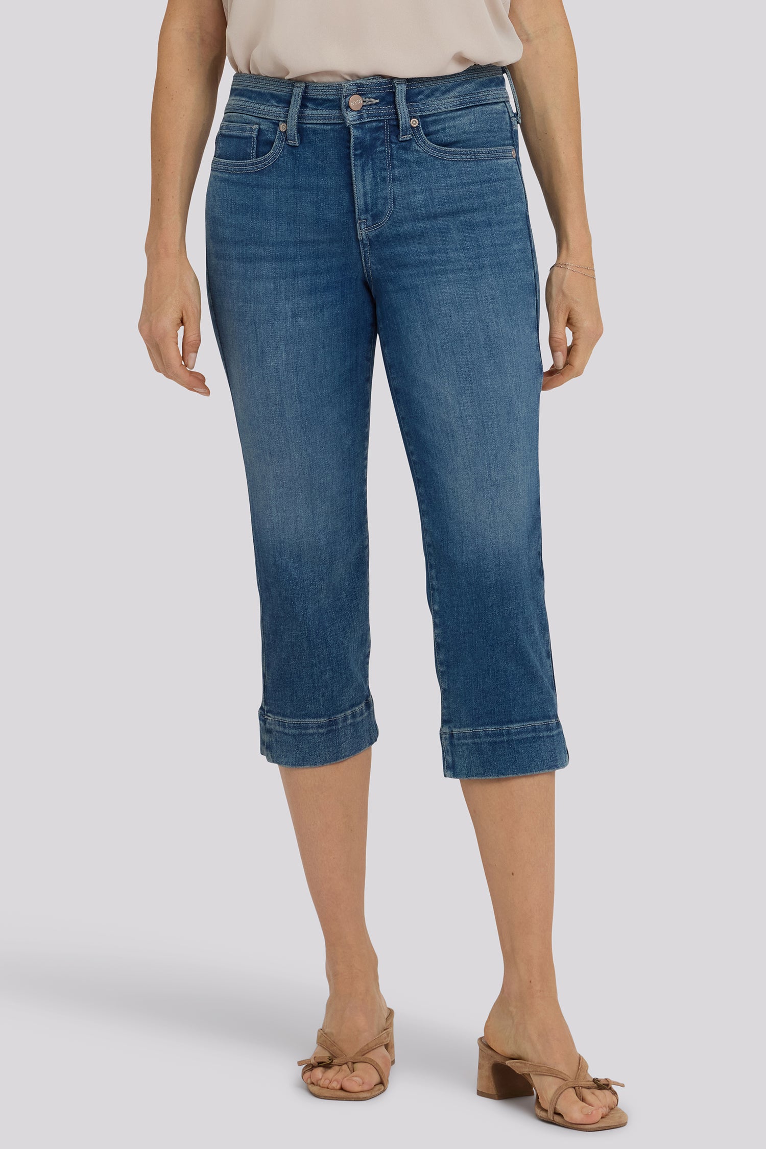 NYDJ Marilyn Straight Crop Jeans In Re-New™ Denim With Triple Stitching And Side Slits - Breezy Palms
