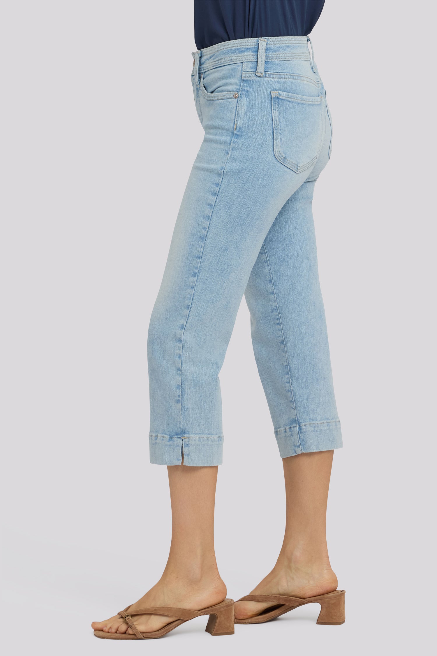 NYDJ Marilyn Straight Crop Jeans In Re-New™ Denim With Triple Stitching And Side Slits - Keys View