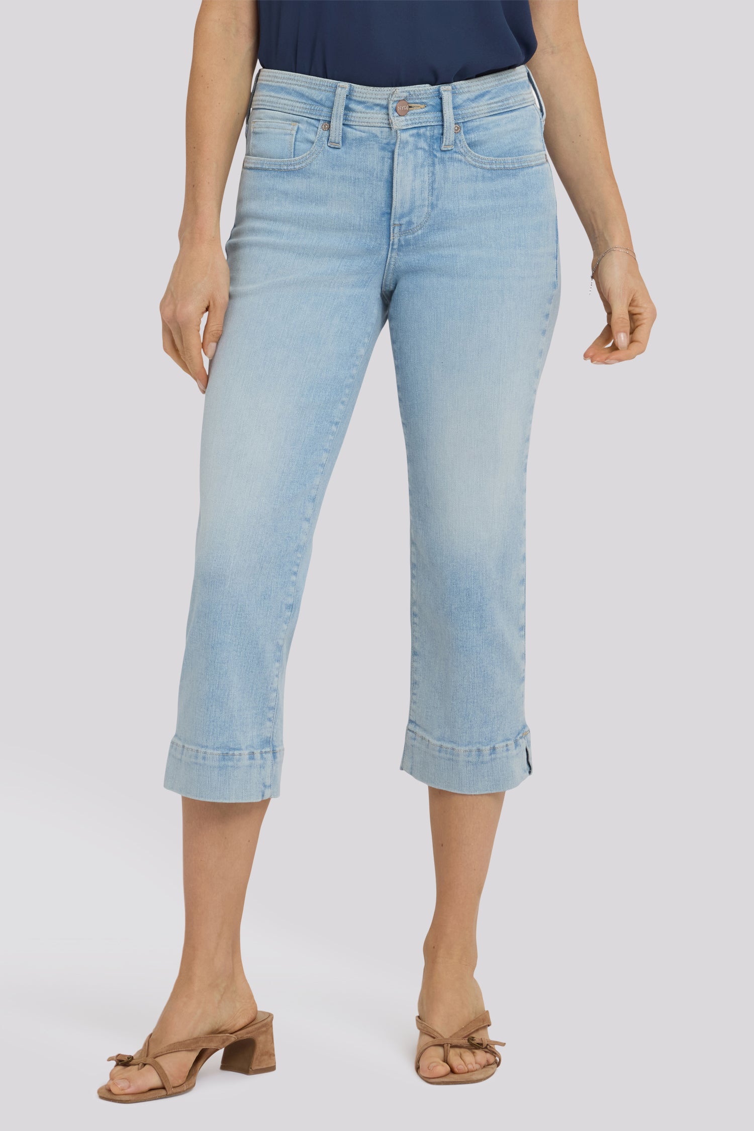 NYDJ Marilyn Straight Crop Jeans In Re-New™ Denim With Triple Stitching And Side Slits - Keys View