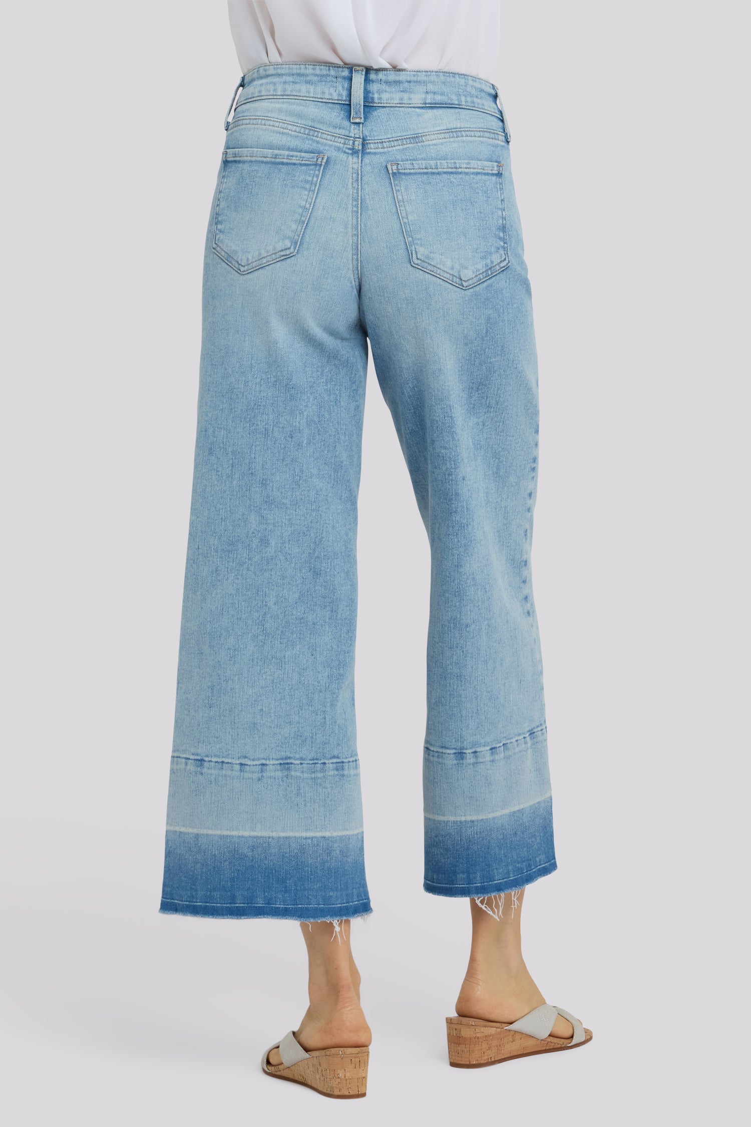 NYDJ Teresa Wide Leg Ankle Jeans In Re-New™ Denim With Shadow Hems - Oasis Sand