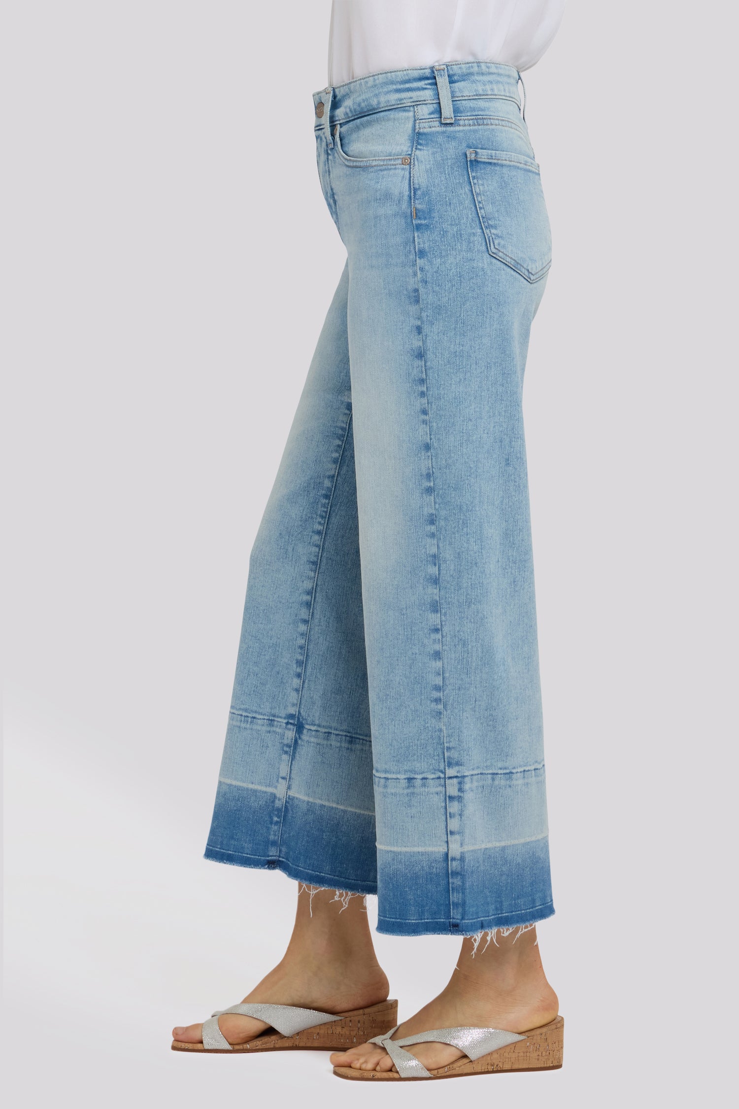 NYDJ Teresa Wide Leg Ankle Jeans In Re-New™ Denim With Shadow Hems - Oasis Sand