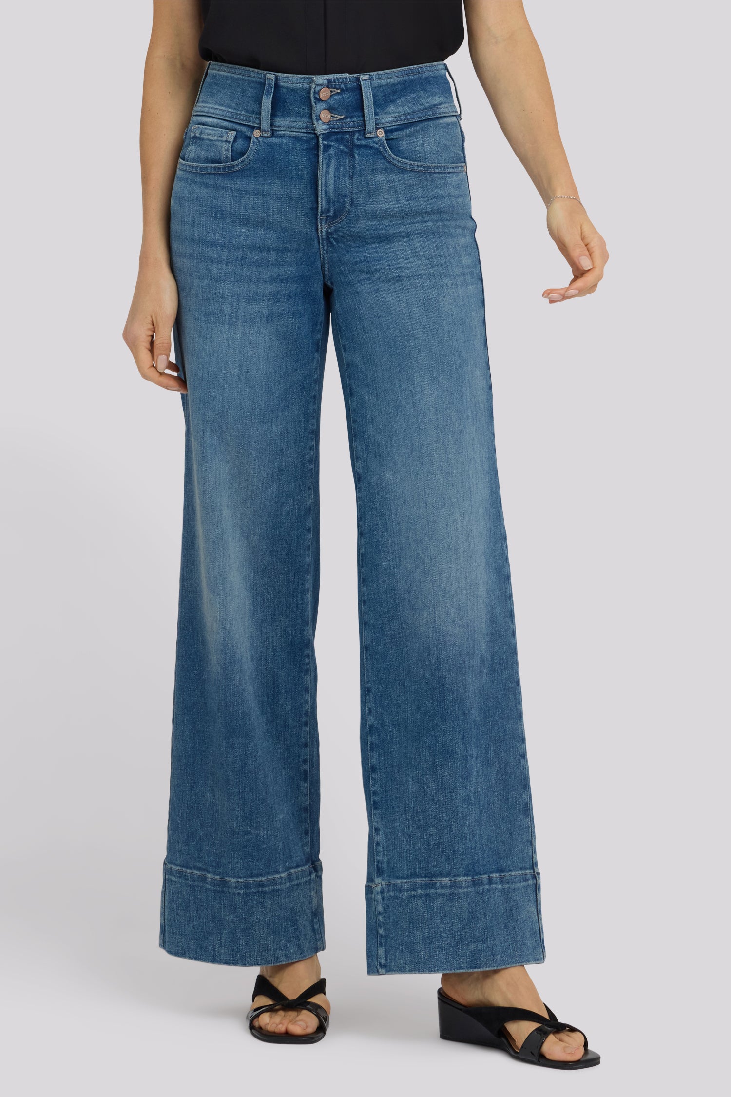 NYDJ Teresa Wide Leg Jeans In Re-New™ Denim With Double-Button Waistband And 4