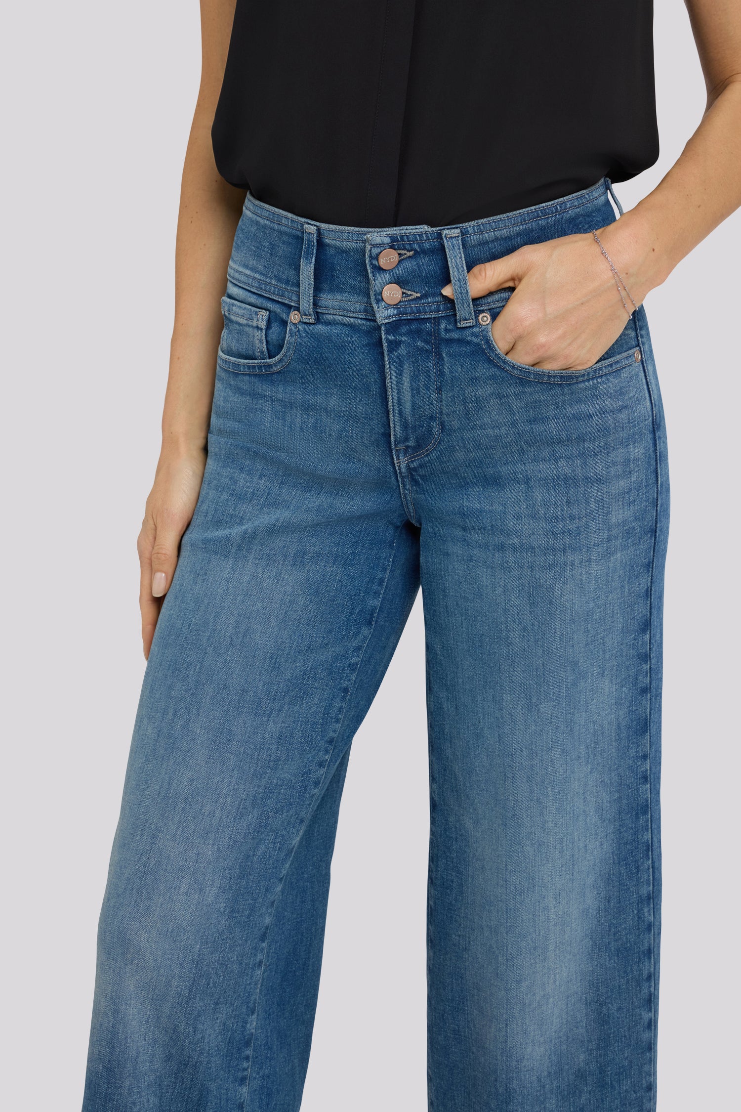 NYDJ Teresa Wide Leg Jeans In Re-New™ Denim With Double-Button Waistband And 4