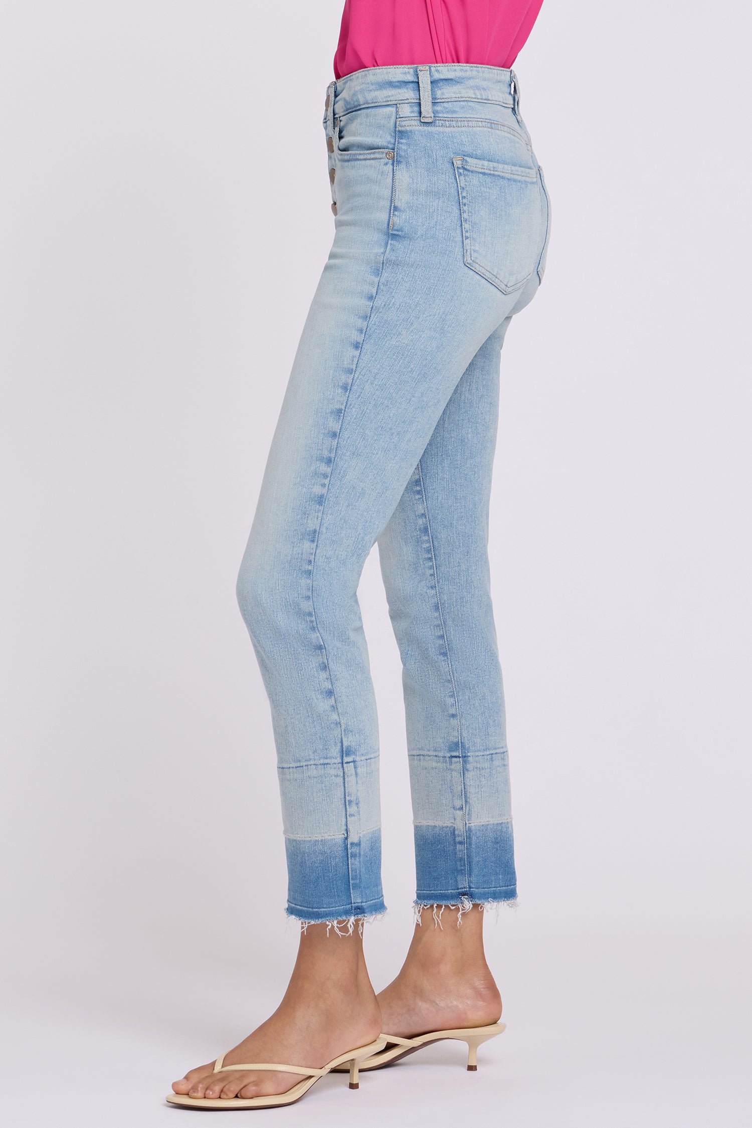 NYDJ Sheri Slim Straight Ankle Jeans In Re-New™ Denim With High Rise And Shadow Hems - Oasis Sand