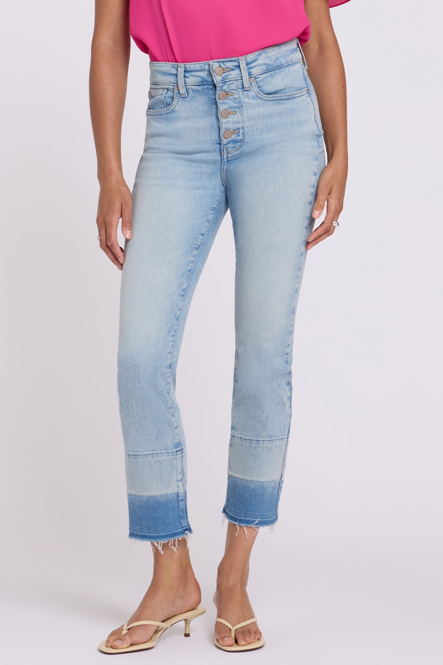 NYDJ Sheri Slim Straight Ankle Jeans In Re-New™ Denim With High Rise And Shadow Hems - Oasis Sand