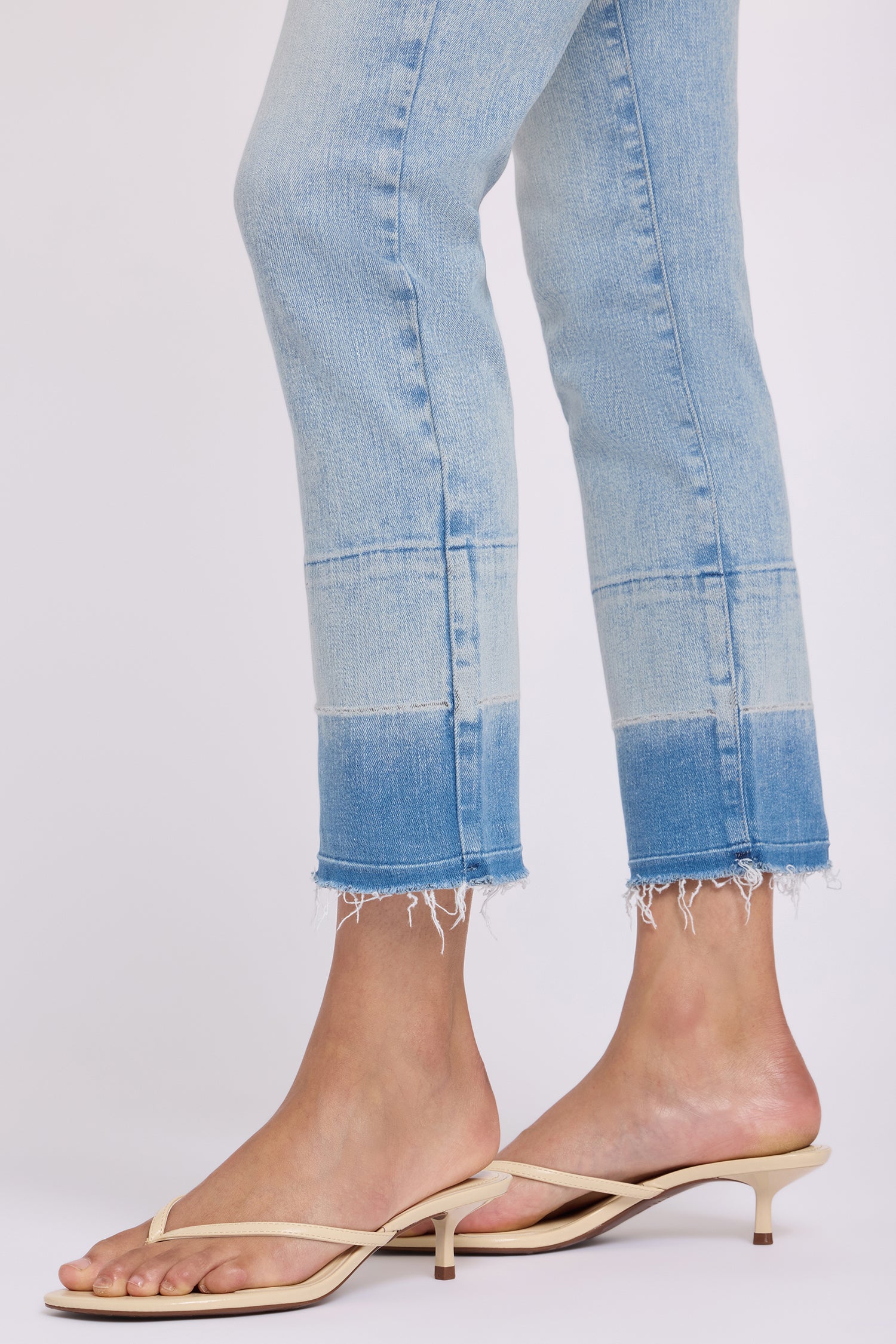 NYDJ Sheri Slim Straight Ankle Jeans In Re-New™ Denim With High Rise And Shadow Hems - Oasis Sand