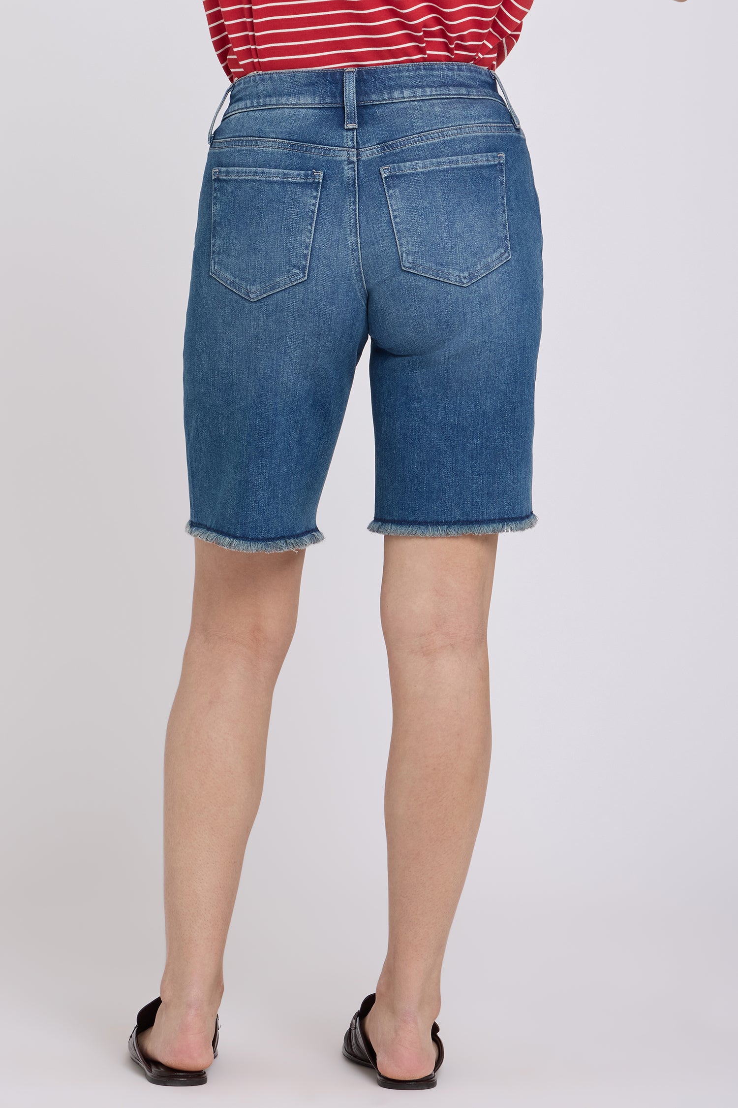NYDJ Boyfriend Denim Shorts In Re-New™ Denim With Frayed Hems - Breezy Palms