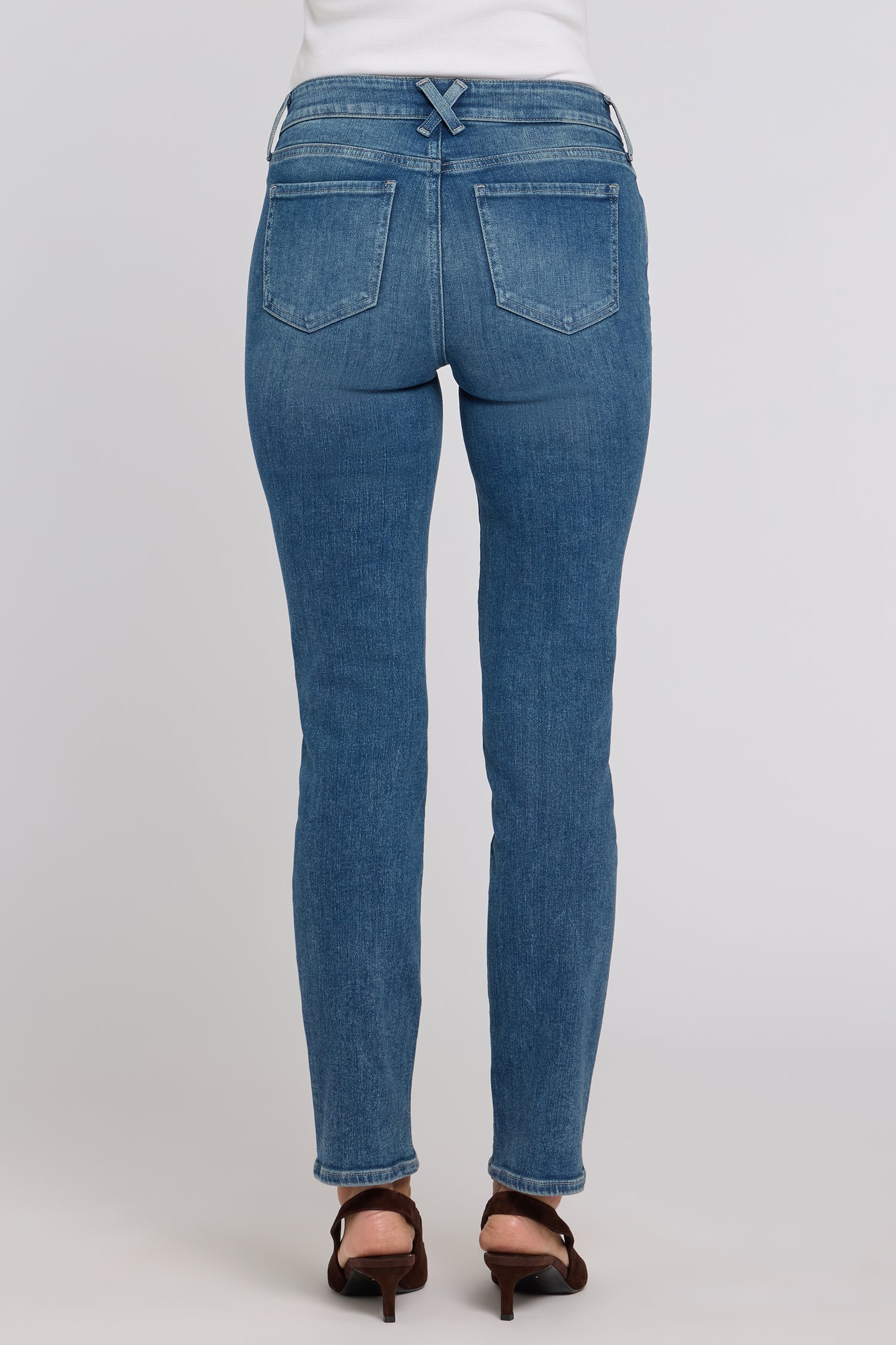 NYDJ Sheri Slim Straight Jeans In Re-New™ Denim With Criss-Cross Belt Loop - Breezy Palms