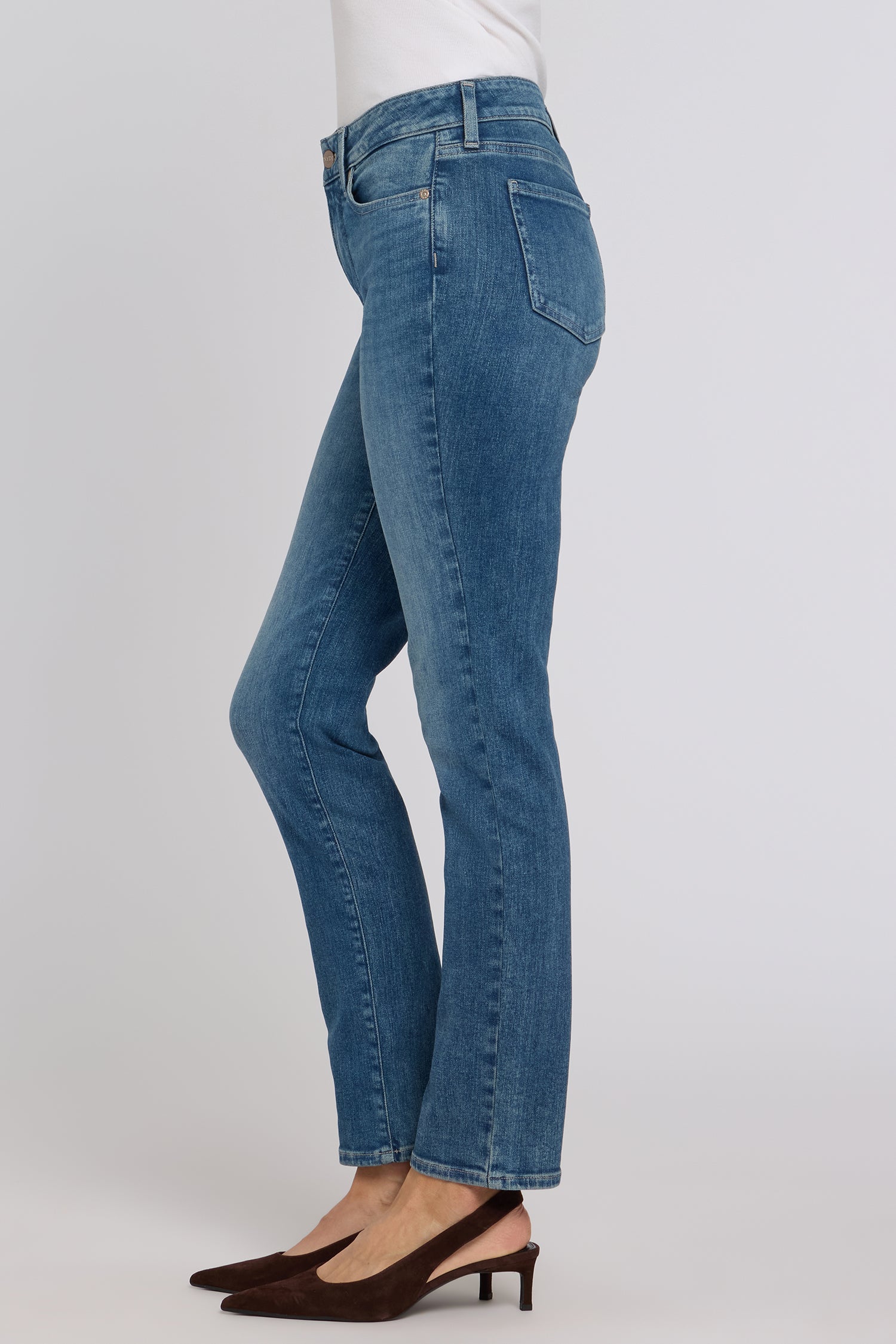 NYDJ Sheri Slim Straight Jeans In Re-New™ Denim With Criss-Cross Belt Loop - Breezy Palms