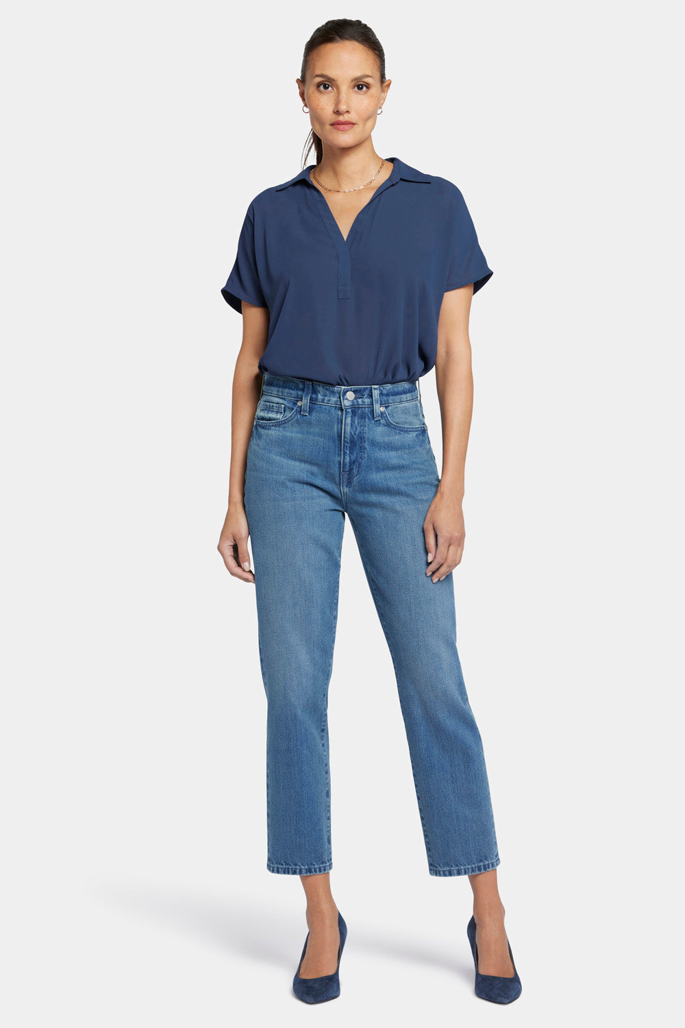 NYDJ Charlotte Relaxed Jeans In Rigid Denim With Super High Rise - Blue Island