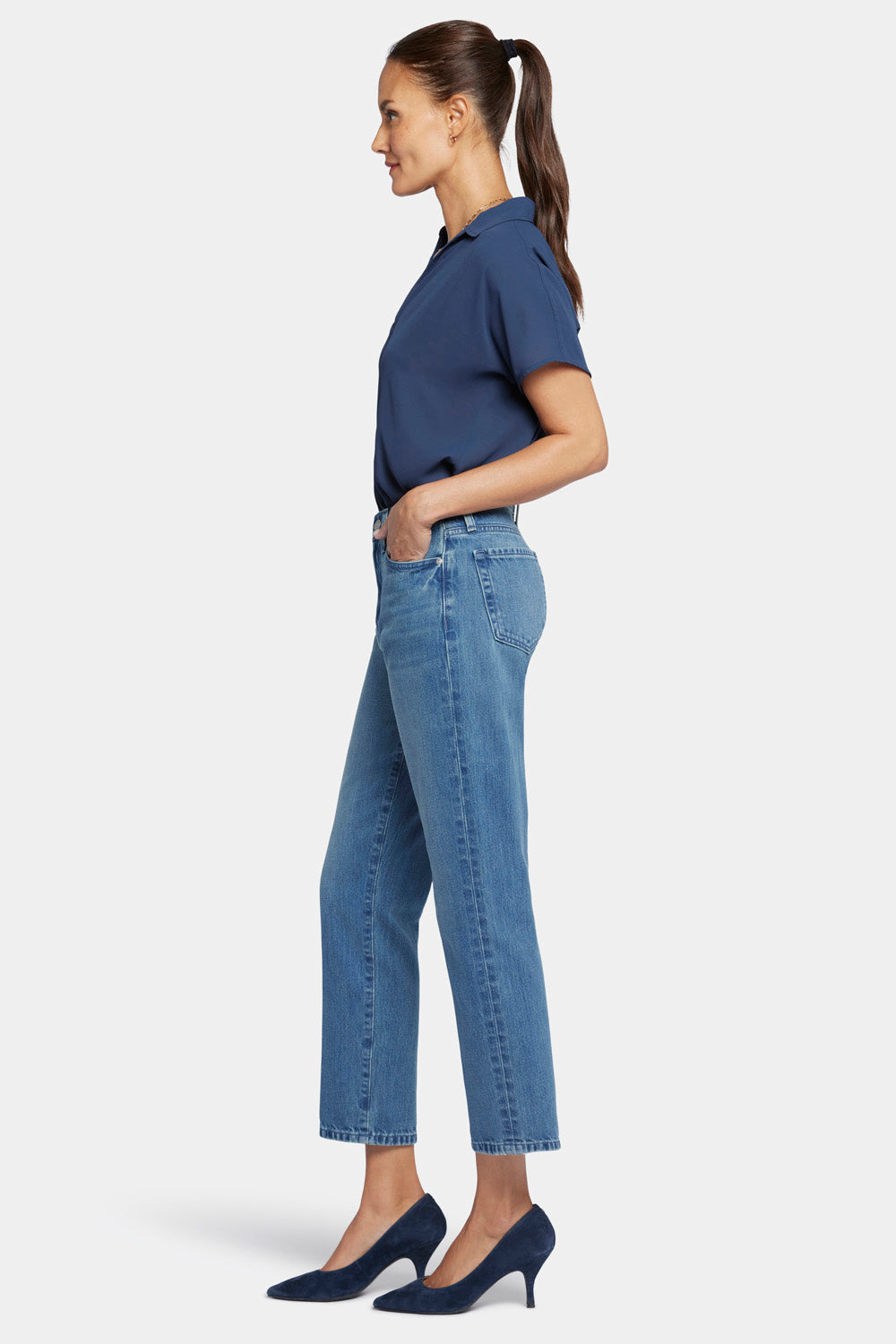 NYDJ Charlotte Relaxed Jeans In Rigid Denim With Super High Rise - Blue Island