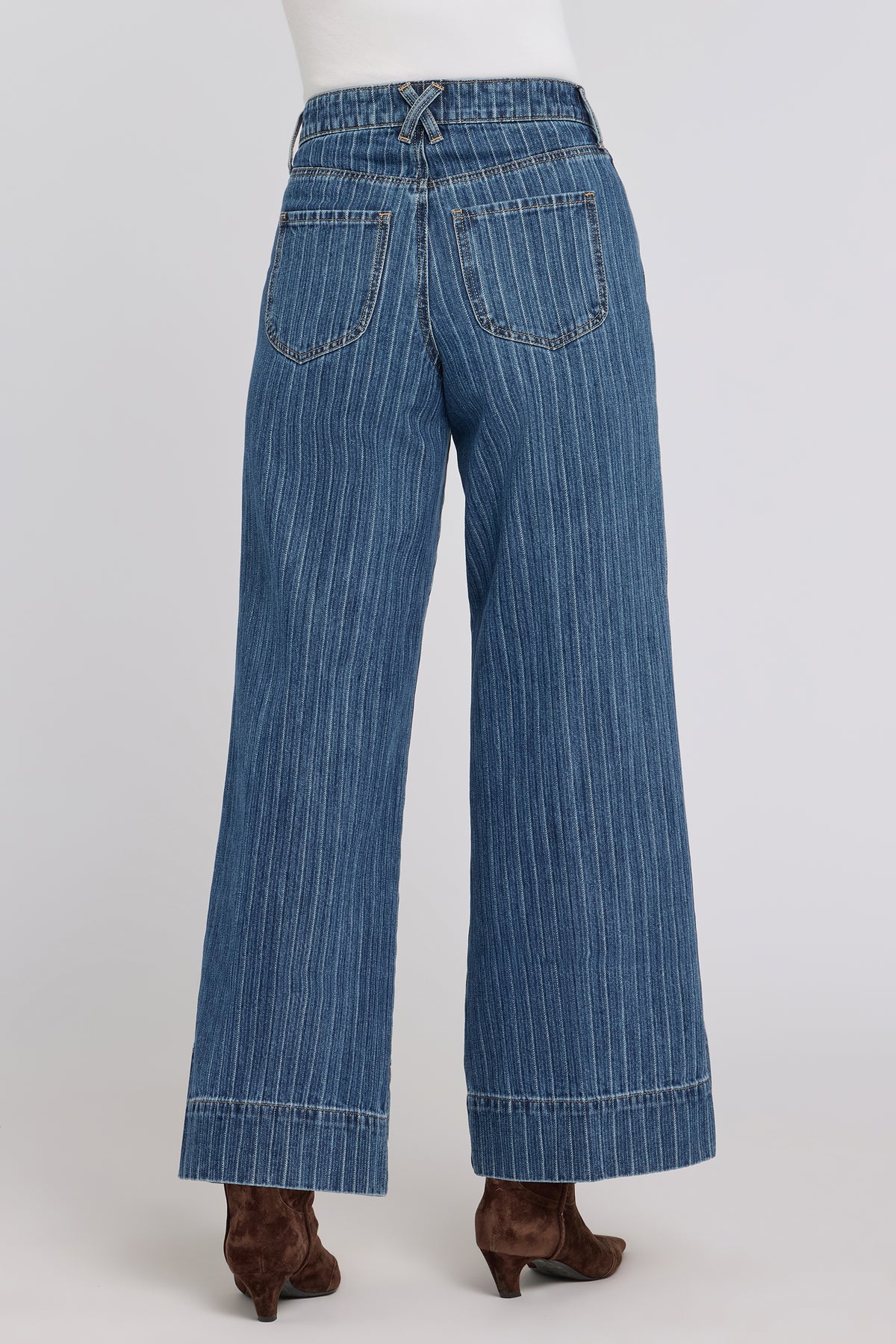 NYDJ Mia Palazzo Jeans With High Rise, Criss-Cross Belt Loop And 3" Hems - Foothill Stripe