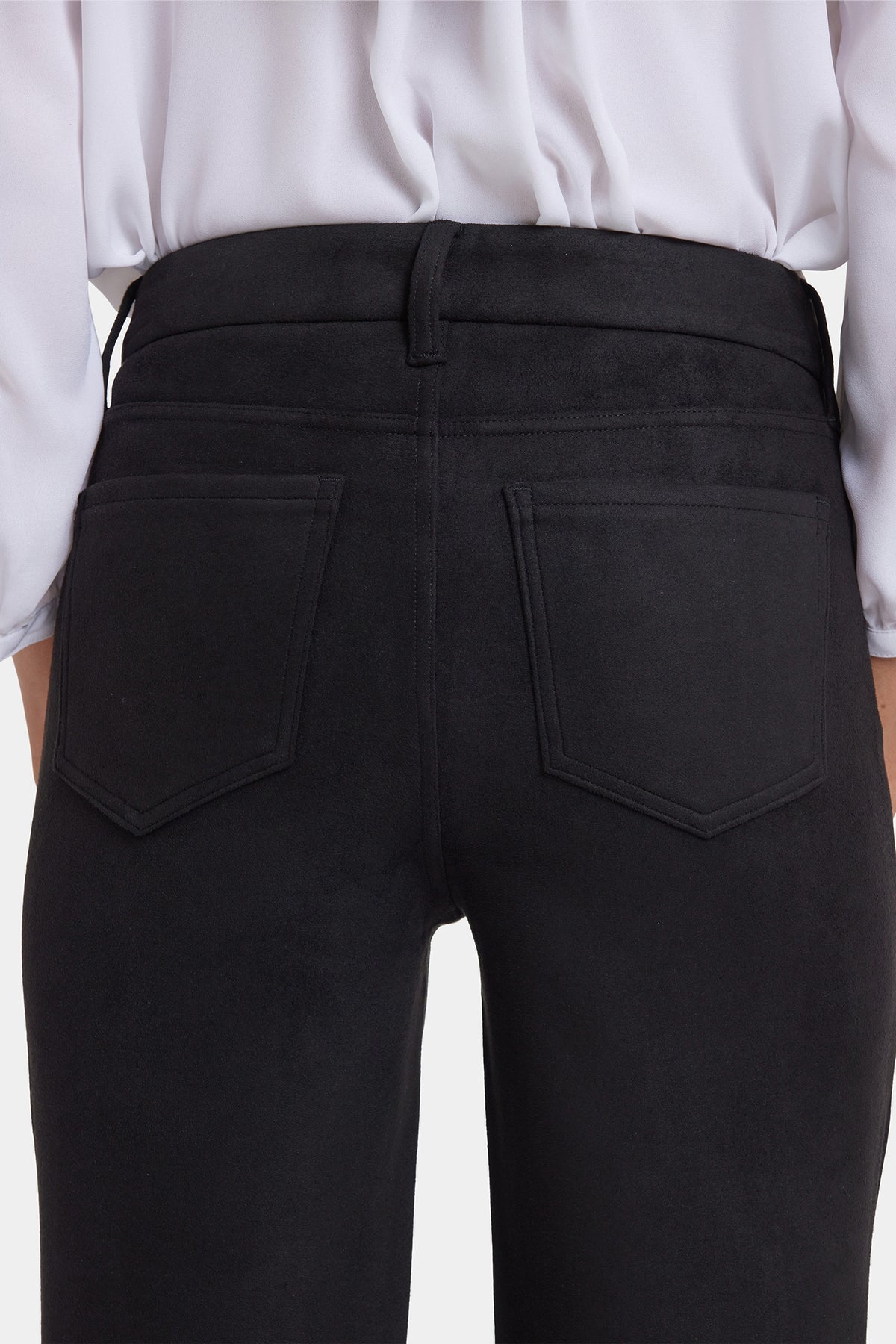 NYDJ Marilyn Straight Pants In Stretch Faux Suede - Black