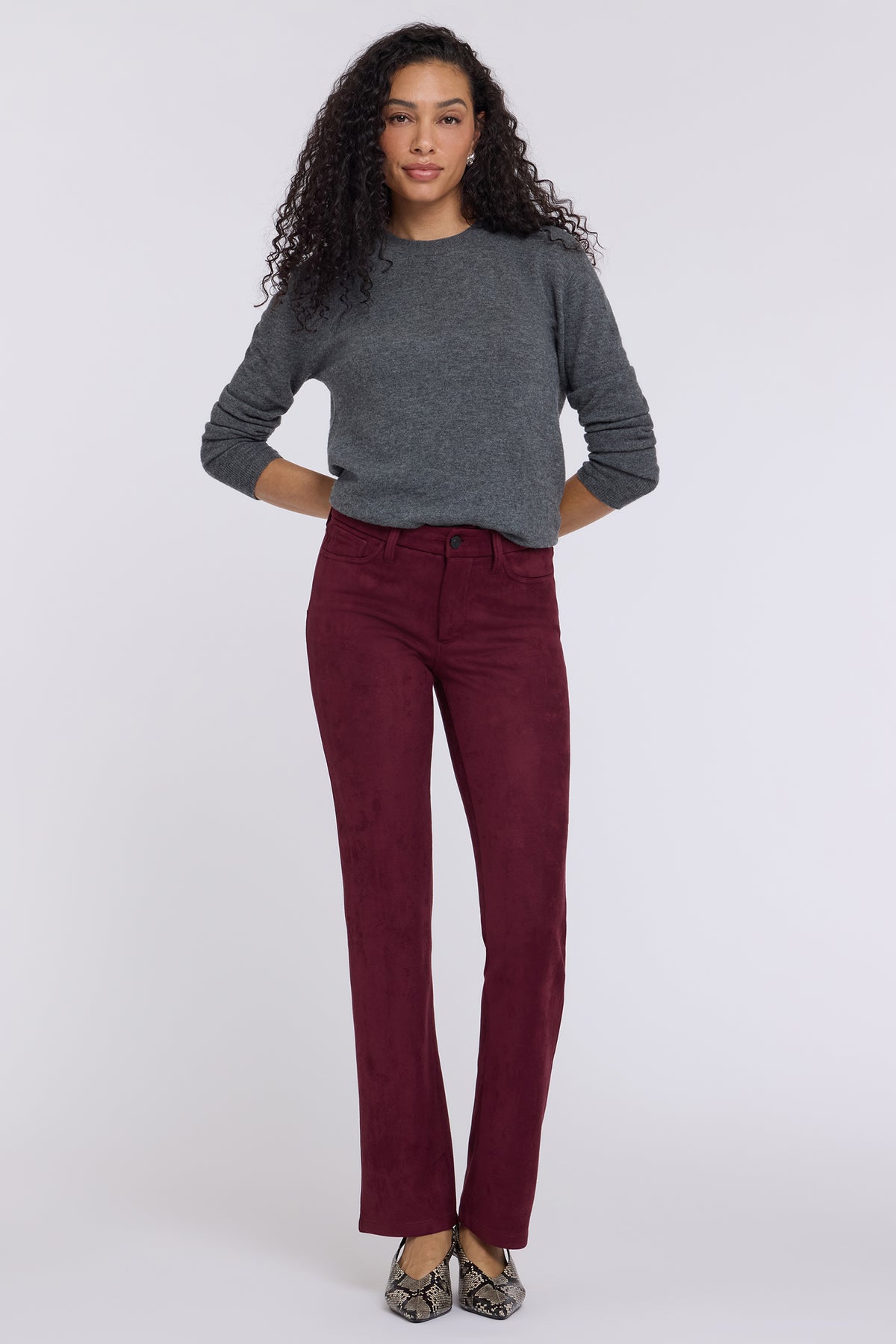 NYDJ Faux Suede Marilyn Straight Pants Sculpt-Her™ Collection - True Burgundy