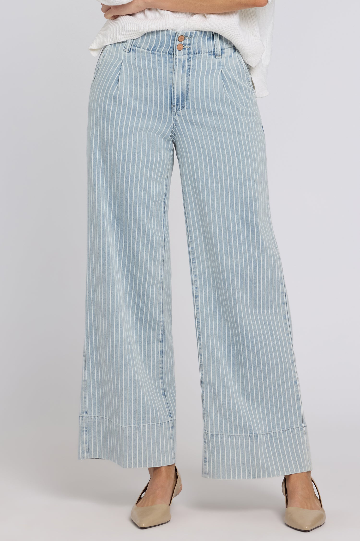 NYDJ Simone Wide Leg Jeans With High Rise, Criss-Cross Belt Loop And 4