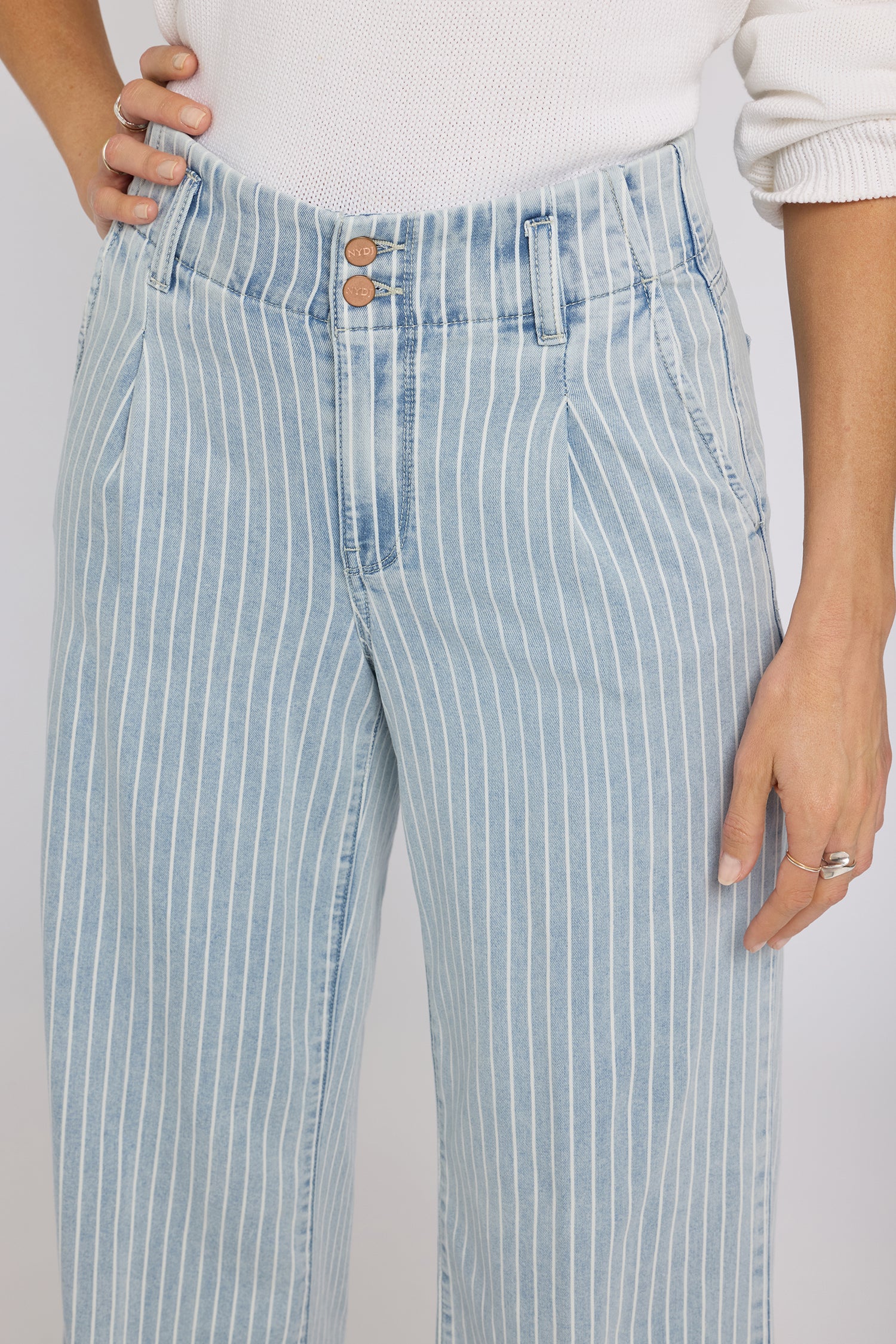 NYDJ Simone Wide Leg Jeans With High Rise, Criss-Cross Belt Loop And 4