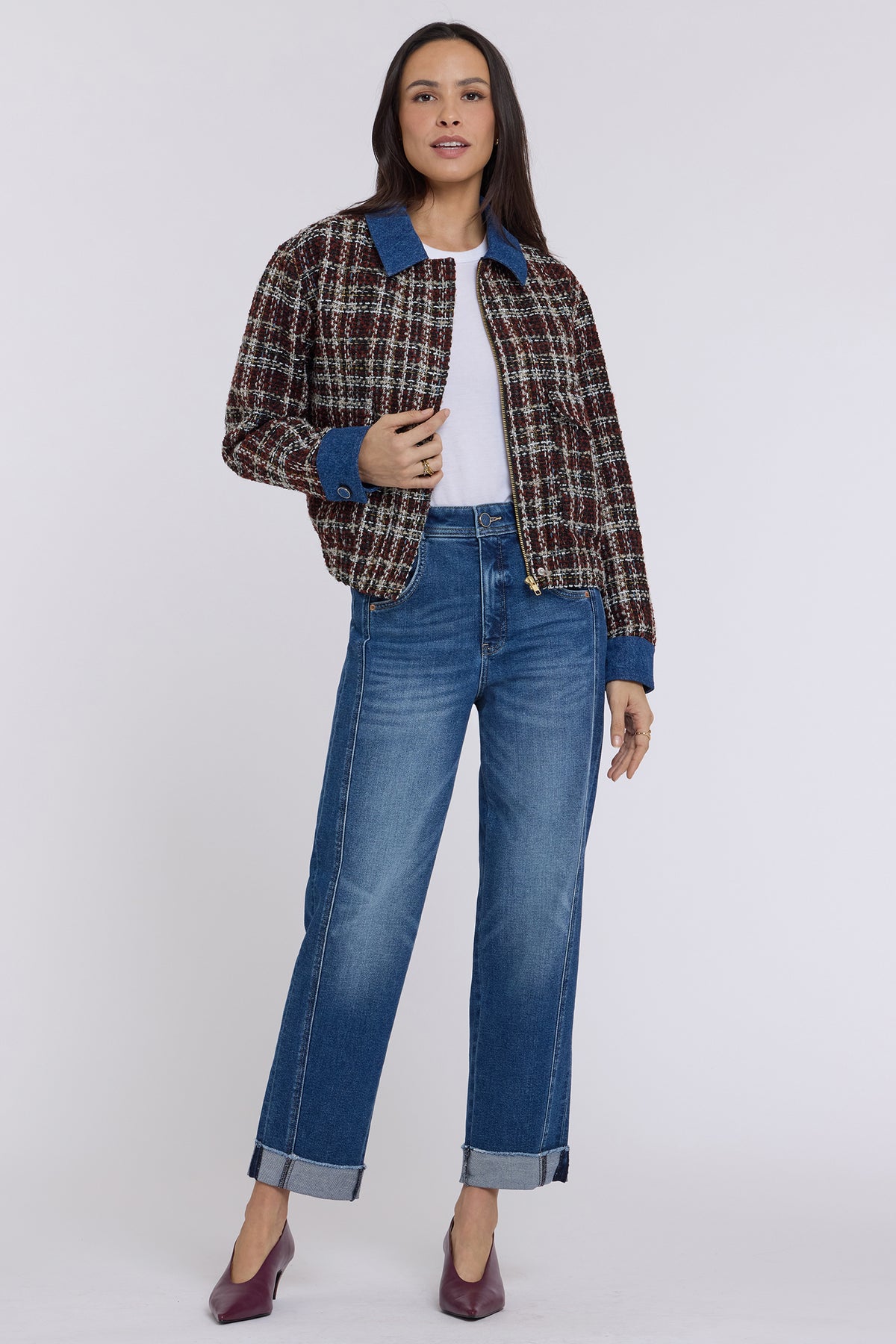NYDJ Tweed Baseball Jacket  - Black Multi