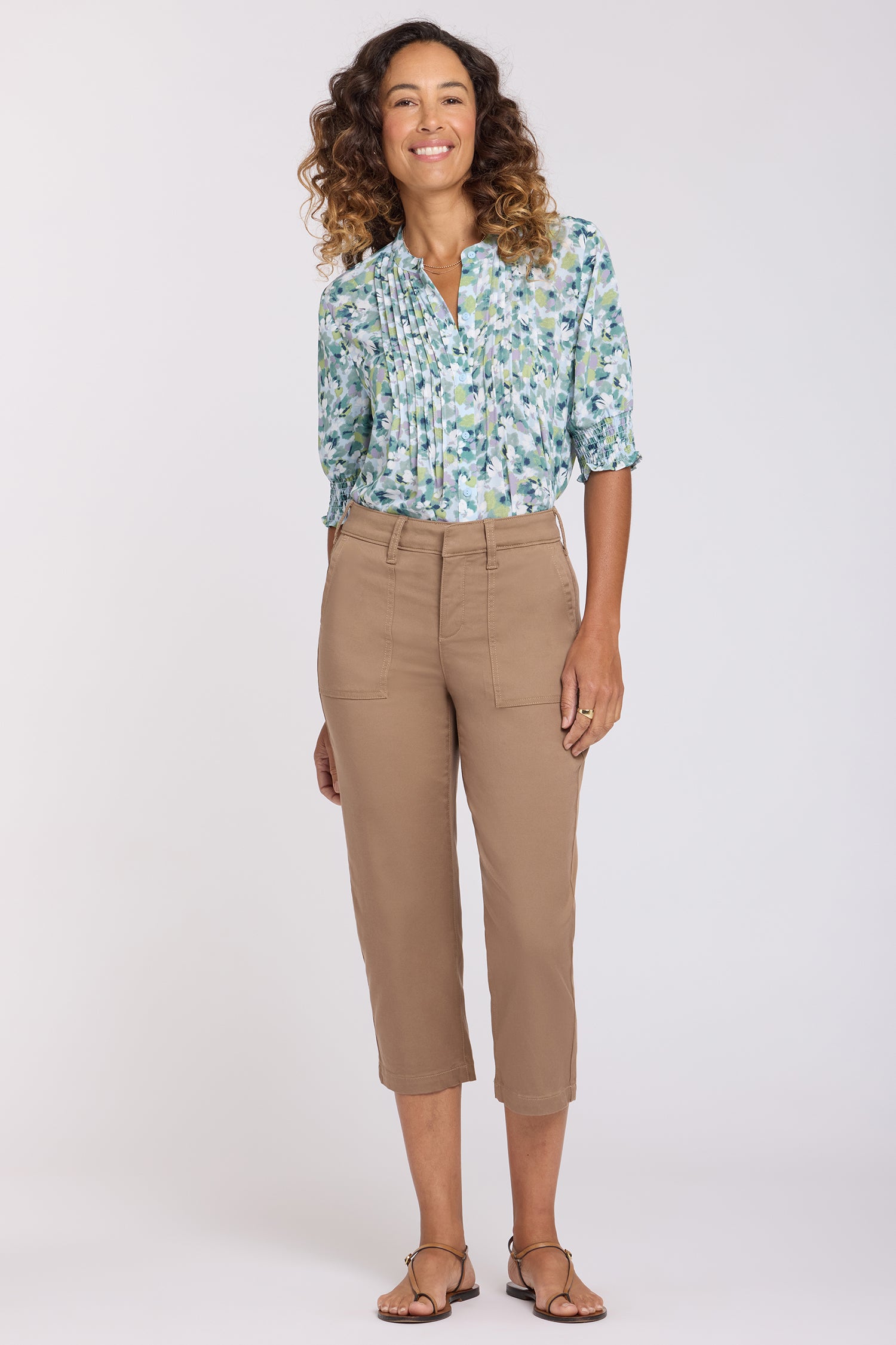 NYDJ Utility Pants In Stretch Twill With High Rise - Toasted Coconut