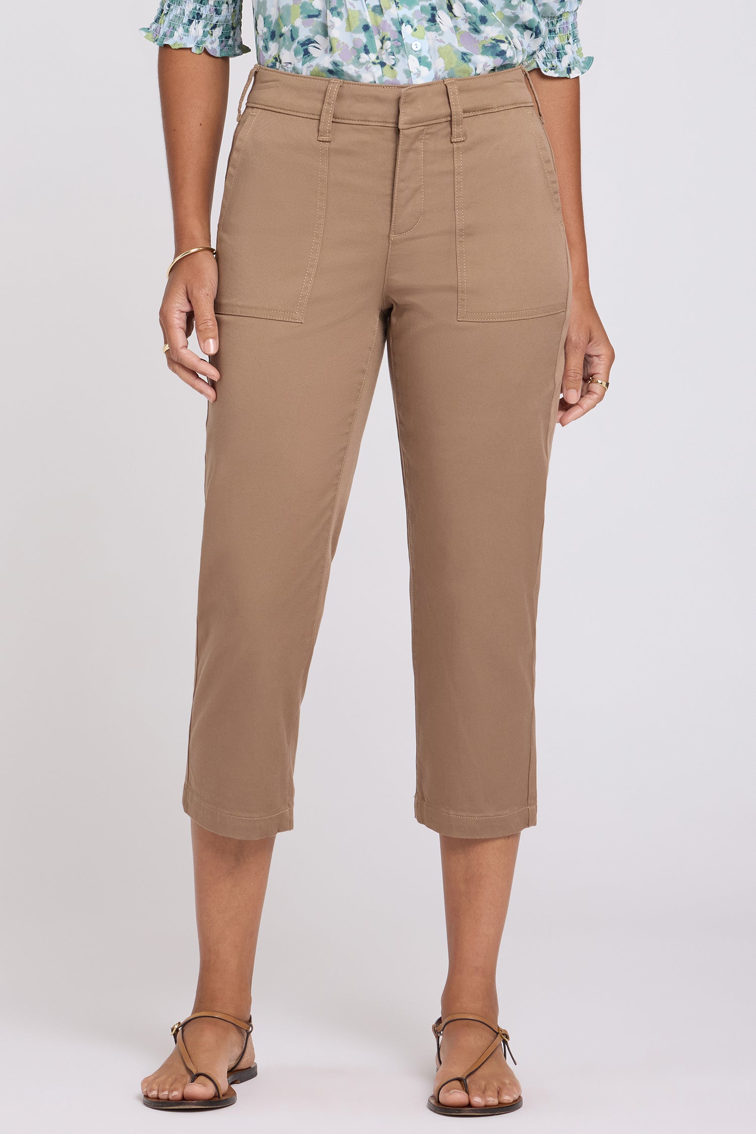 NYDJ Utility Pants In Stretch Twill With High Rise - Toasted Coconut