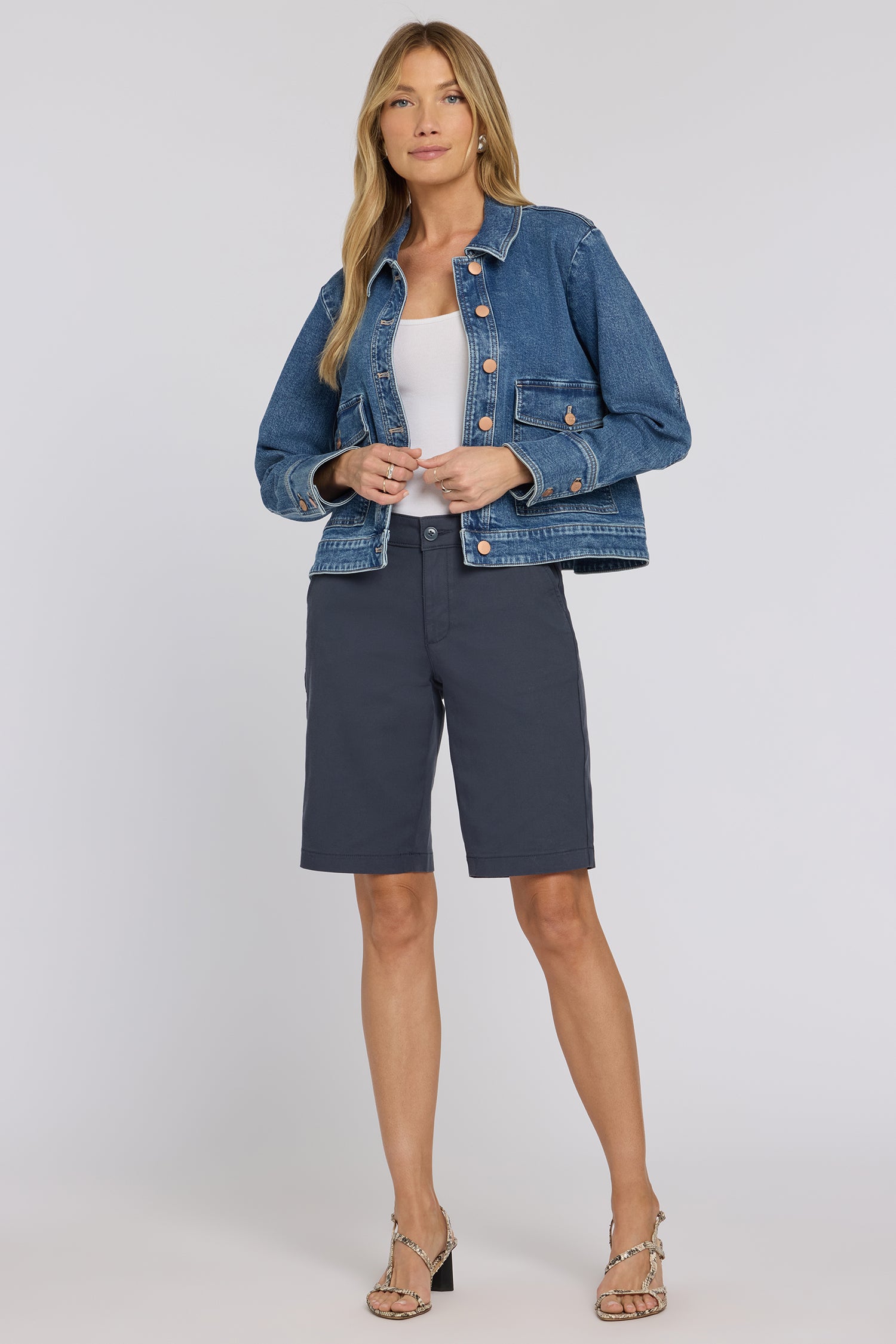 NYDJ Bermuda Shorts In Stretch Twill - Oxford Navy