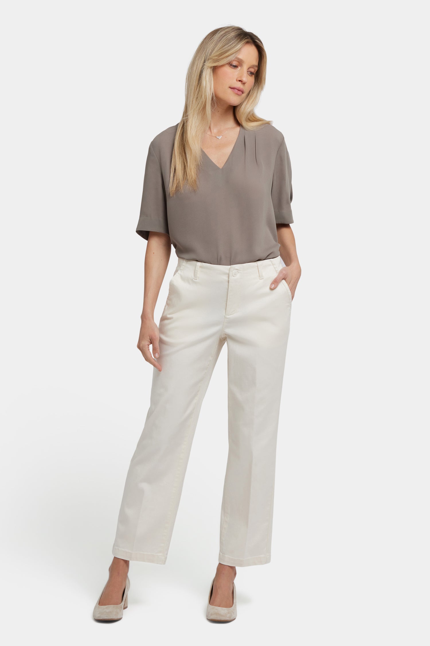NYDJ Marilyn Straight Ankle Pants In Stretch Twill - Ivory
