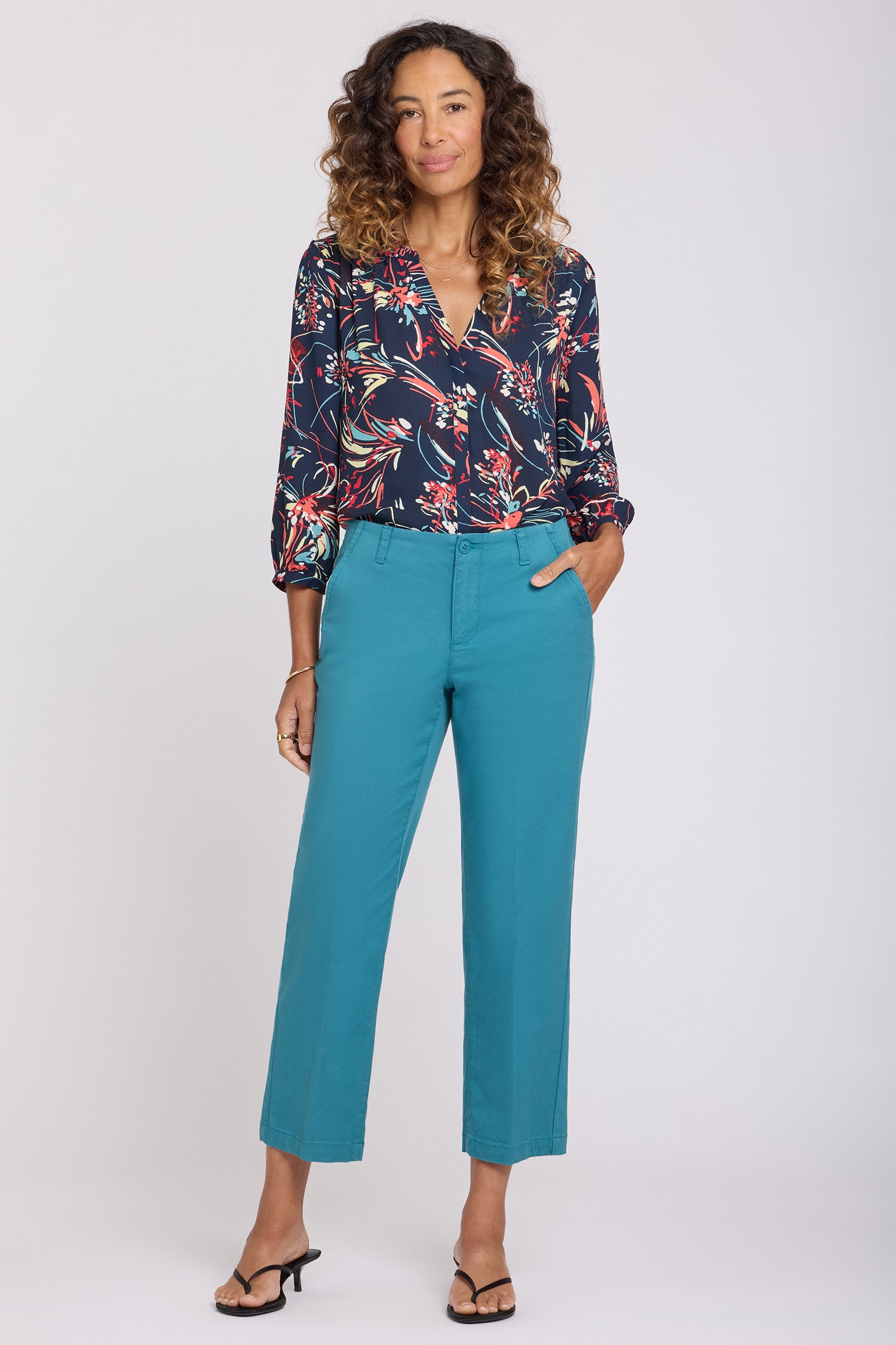 NYDJ Marilyn Straight Ankle Pants In Stretch Twill - Harbor Blue
