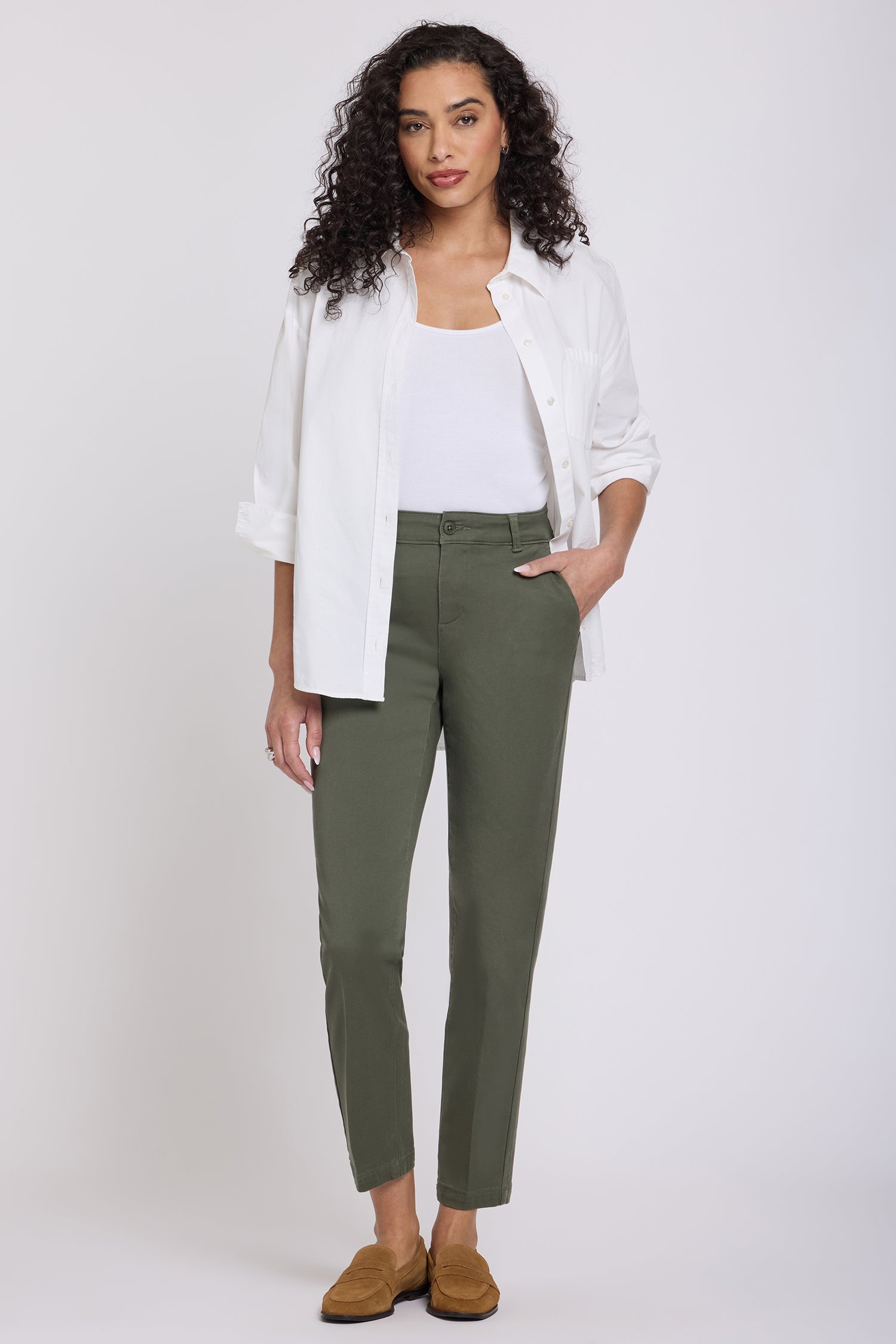 NYDJ Sadie Slim Pants In Stretch Twill - Desert Green