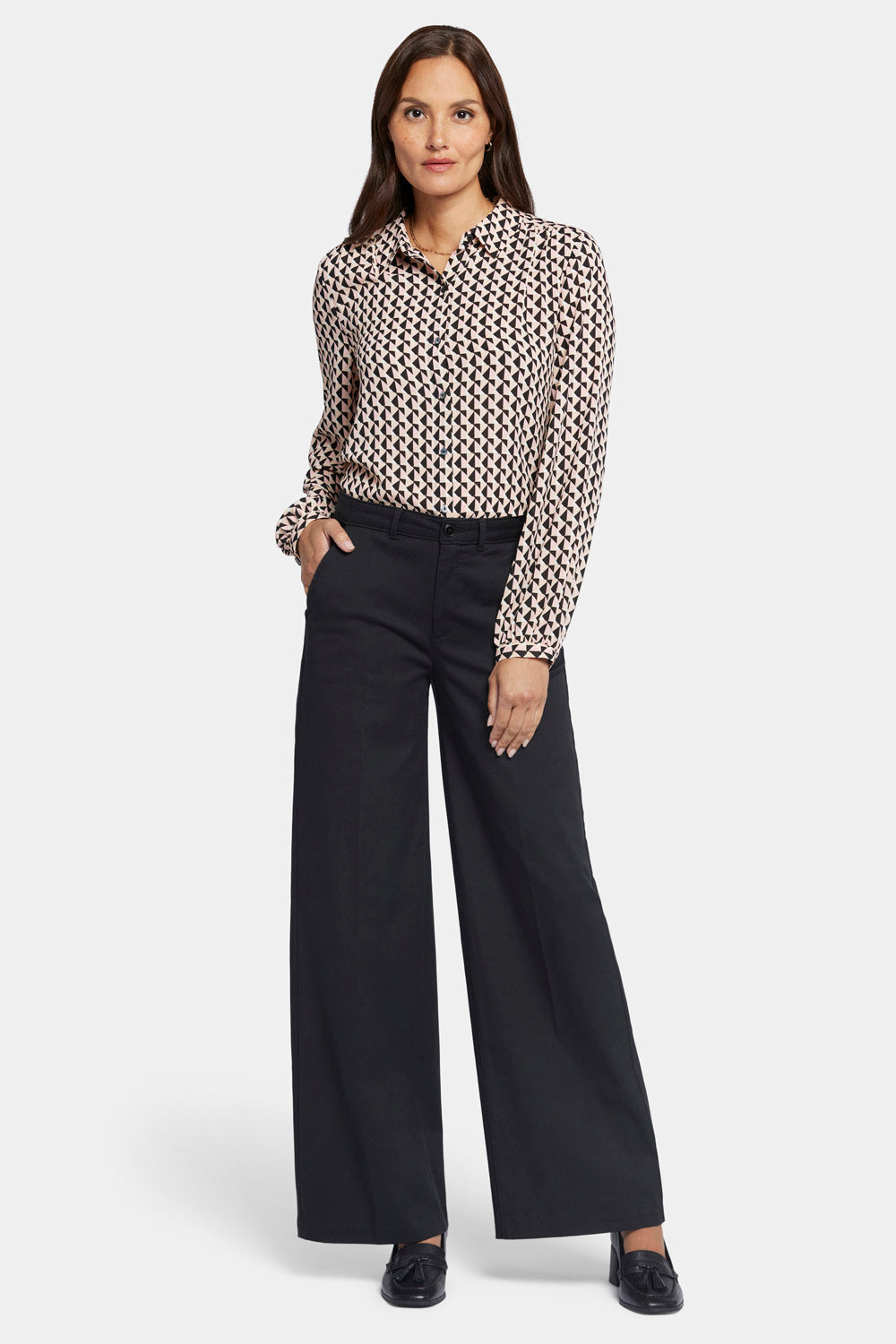 NYDJ Whitney Trouser Pants In Stretch Twill With High Rise - Black