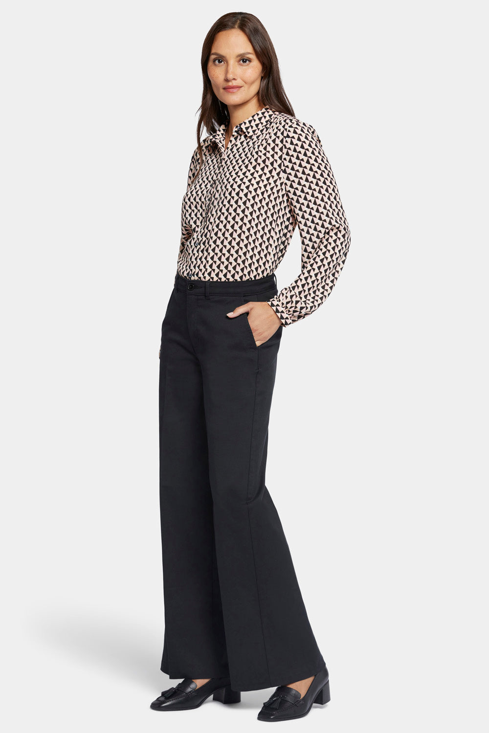 NYDJ Whitney Trouser Pants In Stretch Twill With High Rise - Black