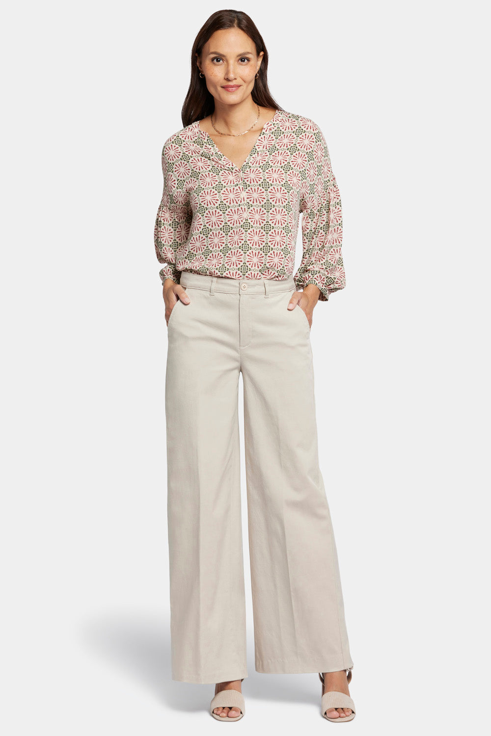 NYDJ Whitney Trouser Pants In Stretch Twill With High Rise - Feather