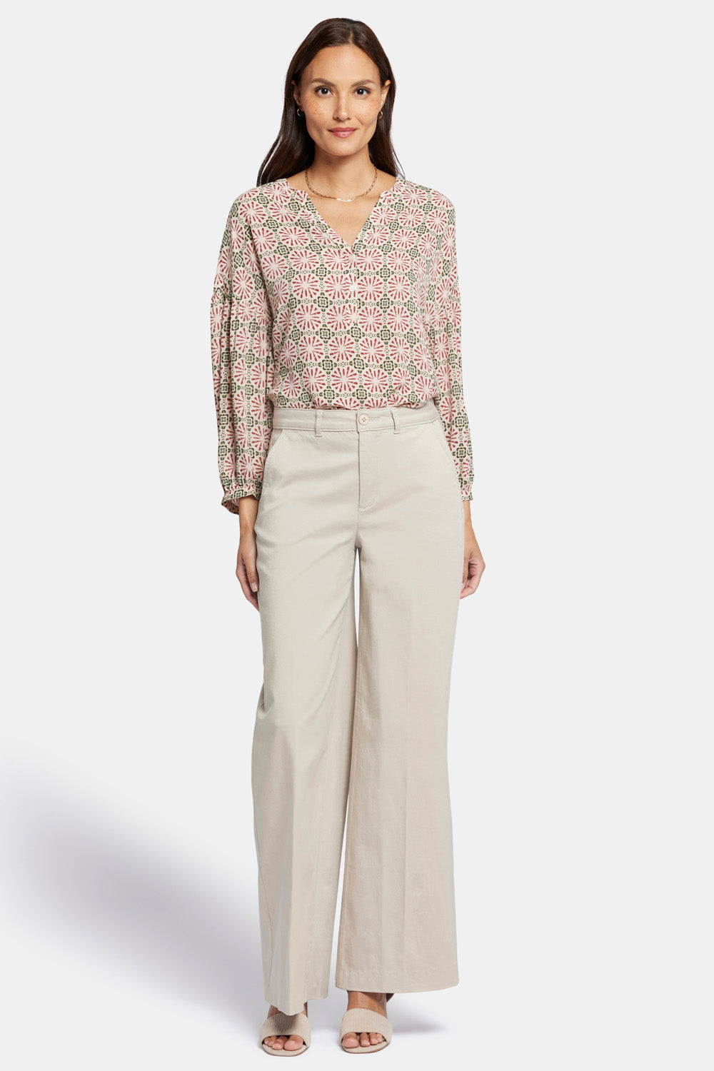 NYDJ Whitney Trouser Pants In Stretch Twill With High Rise - Feather