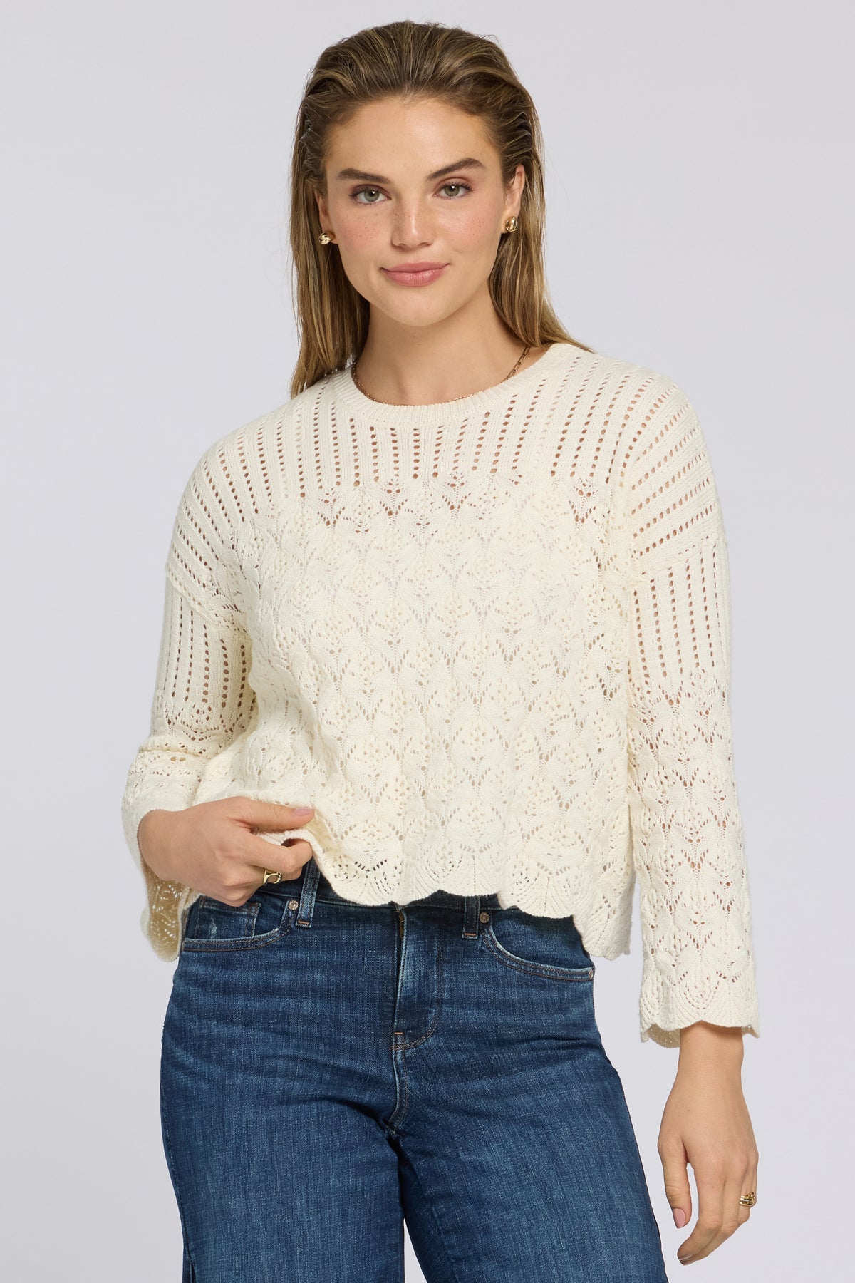 Pointelle Popover - Ivory
