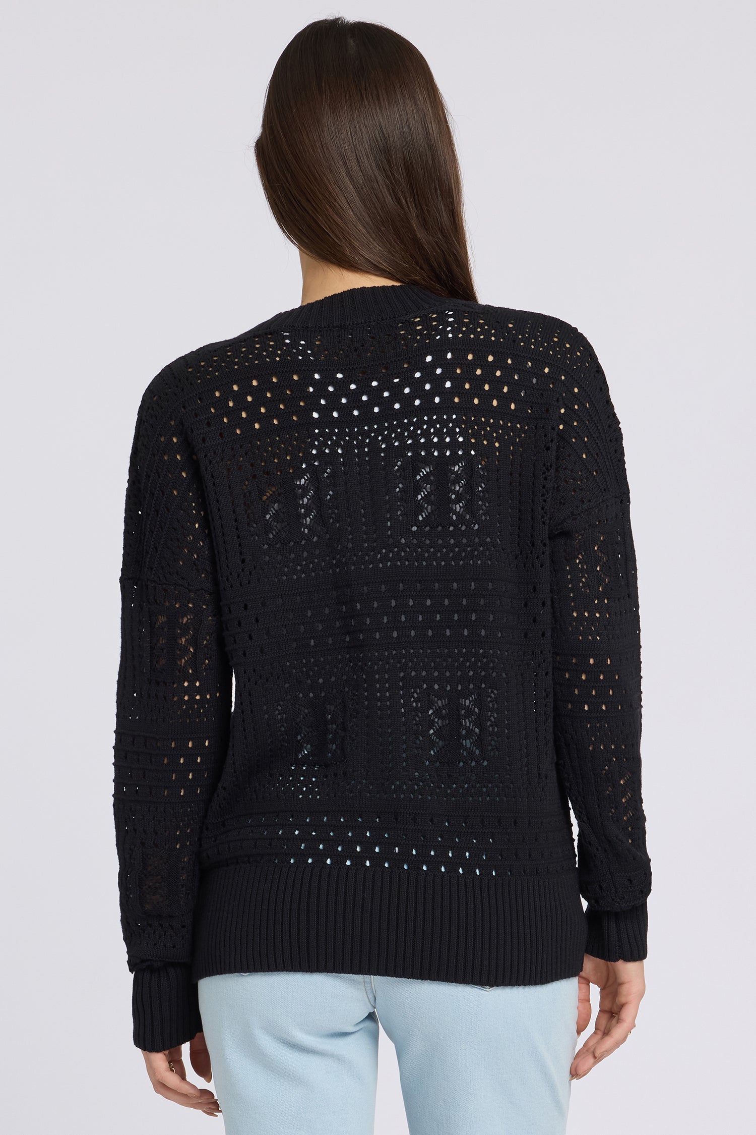 NYDJ Pointelle Cardigan  - Black
