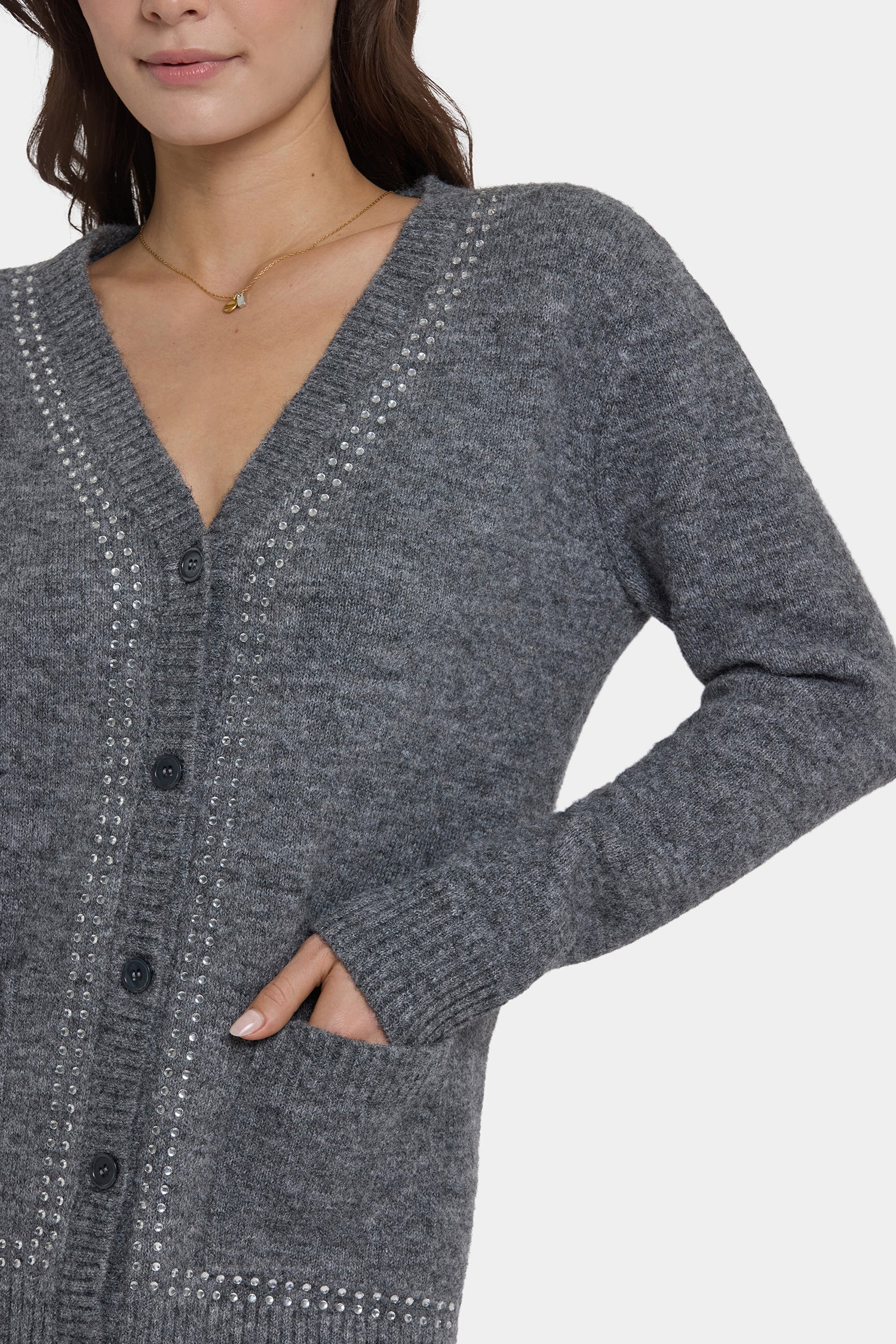 NYDJ Crystal Cardigan  - Charcoal Heather