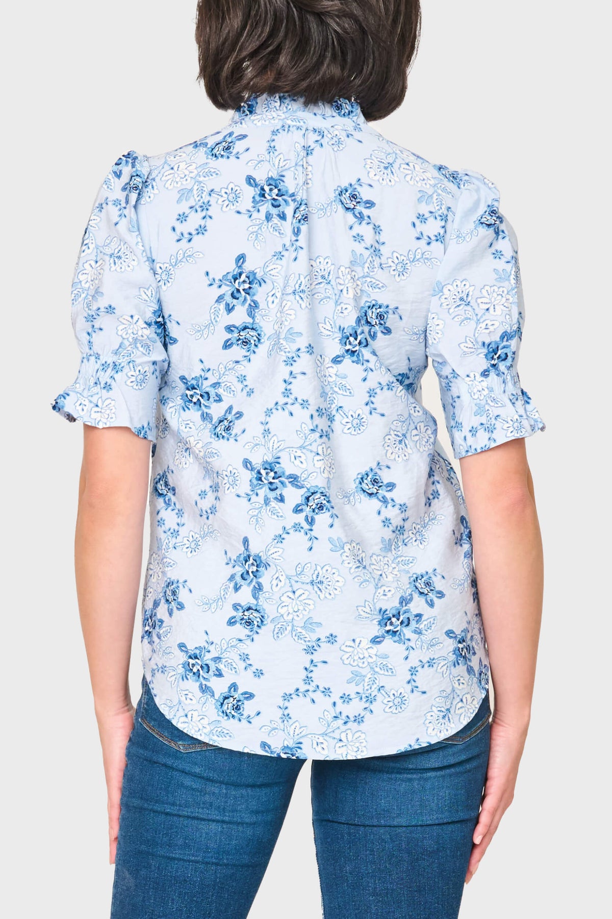 NYDJ Dianthus Henley Puff Sleeve Blouse by Gibsonlook  - Dianthus Henley Puff Sleeve Blouse by Gibsonlook