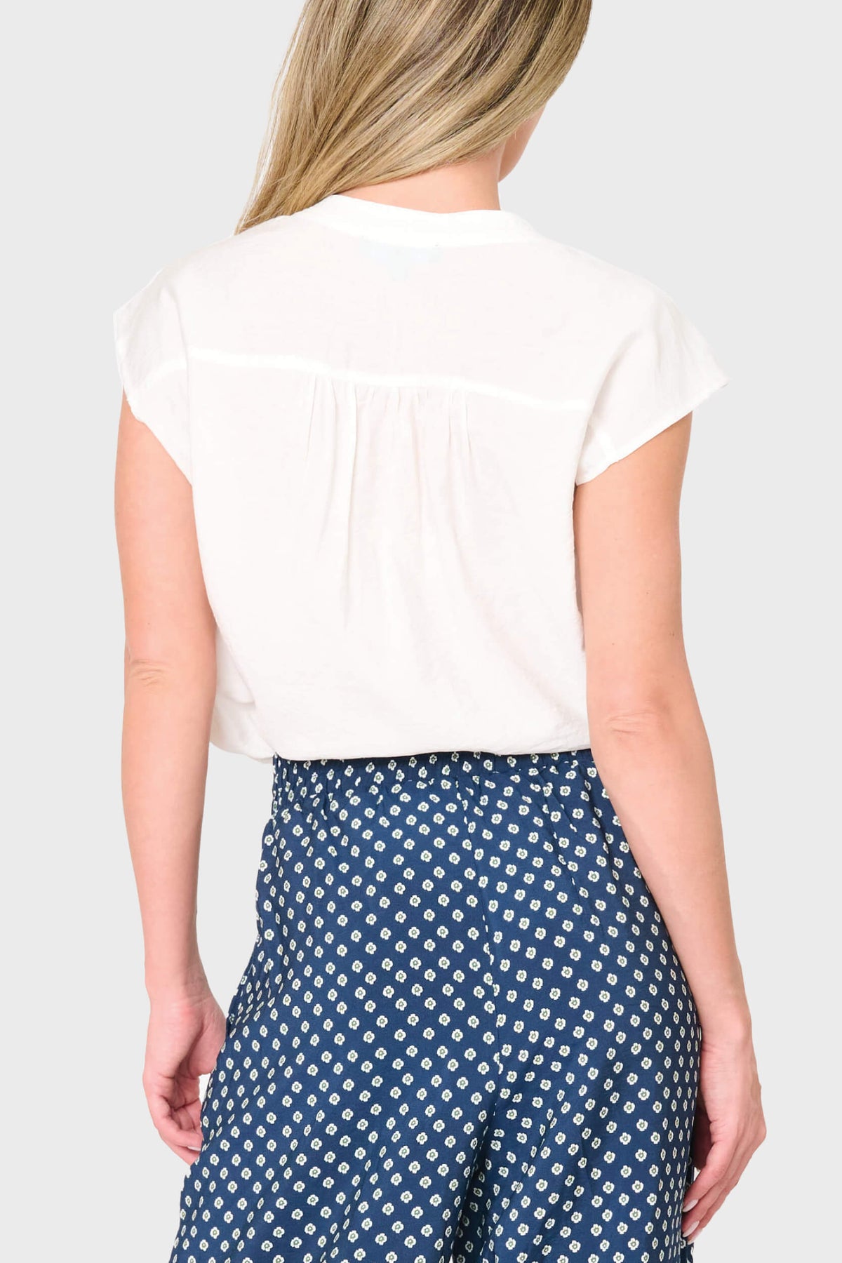 NYDJ Cap Sleeve Notch Neck Blouse by Gibsonlook  - Cap Sleeve Notch Neck Blouse by Gibsonlook