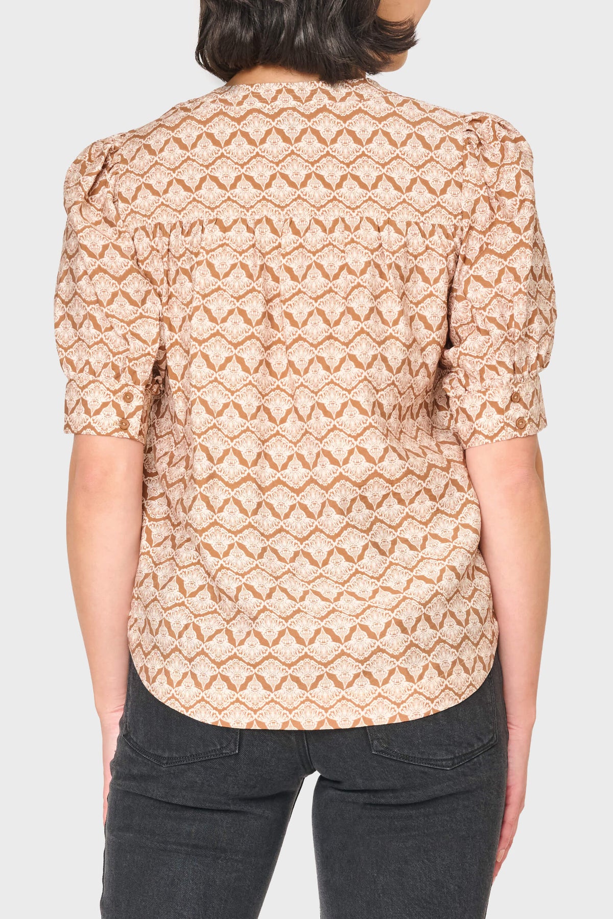 NYDJ Notch Neck Pullover Puff Sleeve Blouse by Gibsonlook  - Notch Neck Pullover Puff Sleeve Blouse by Gibsonlook