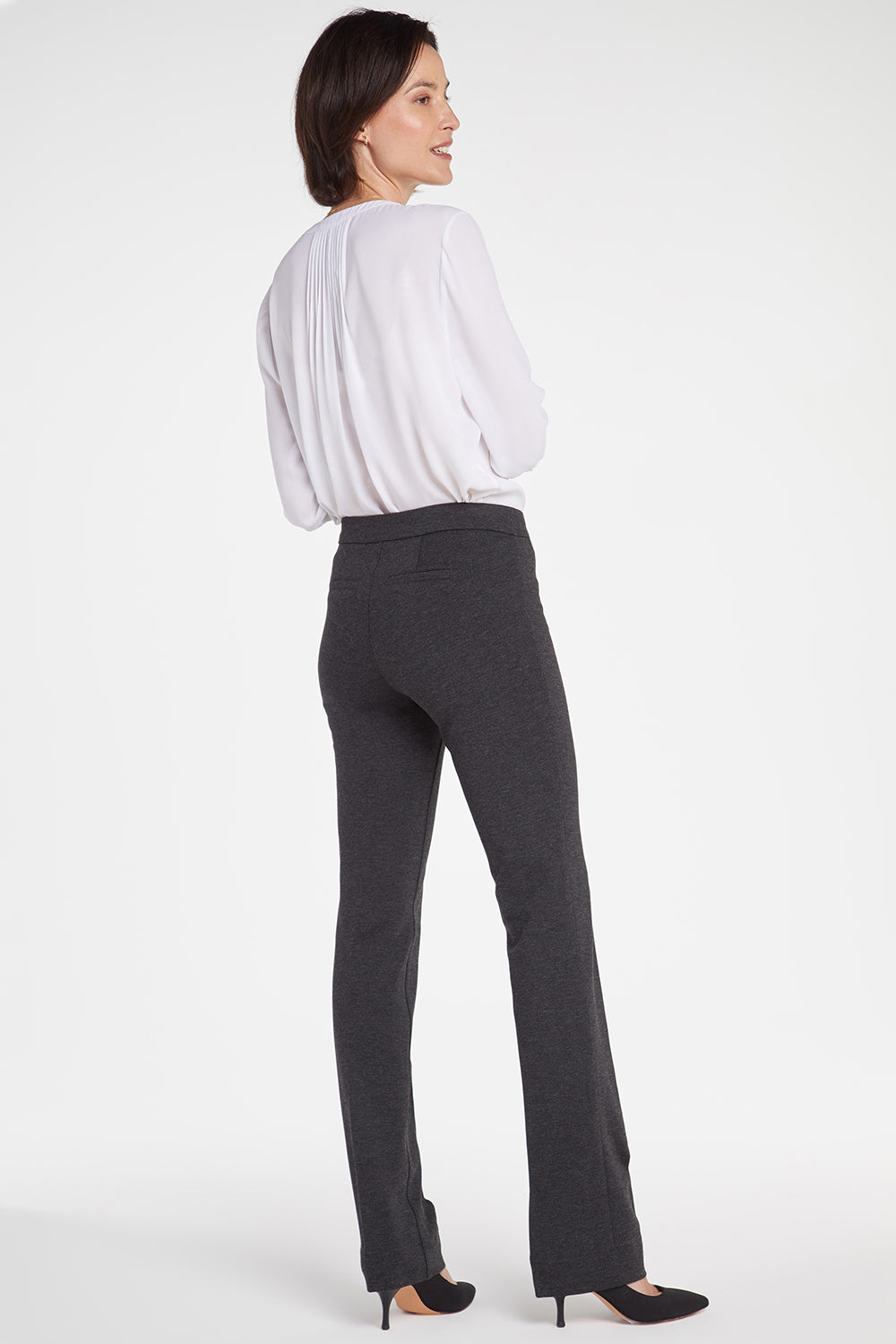 NYDJ Slim Trouser Pants In Petite In Ponte Knit - Charcoal Heathered