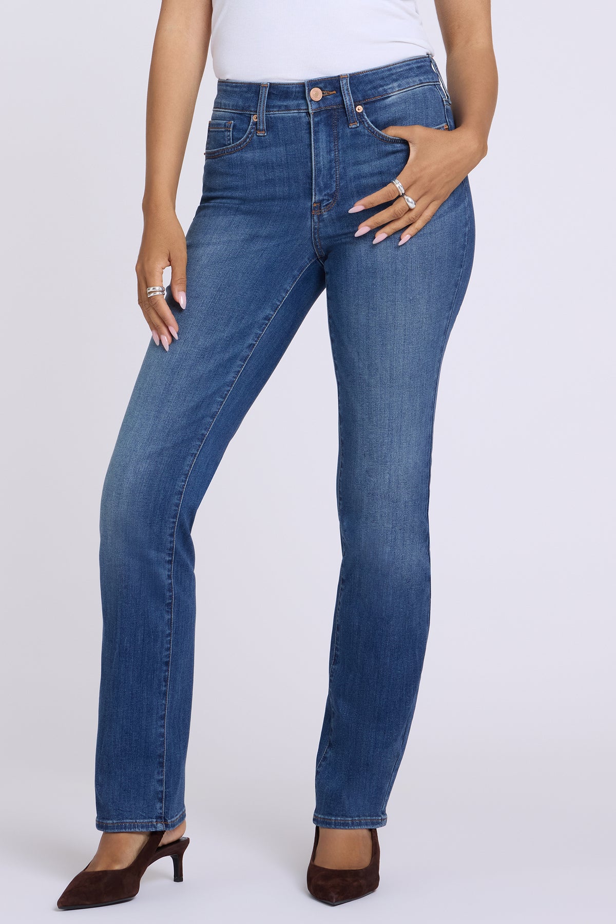 NYDJ Marilyn Straight Jeans In Petite In Sure Stretch® Denim - Elm