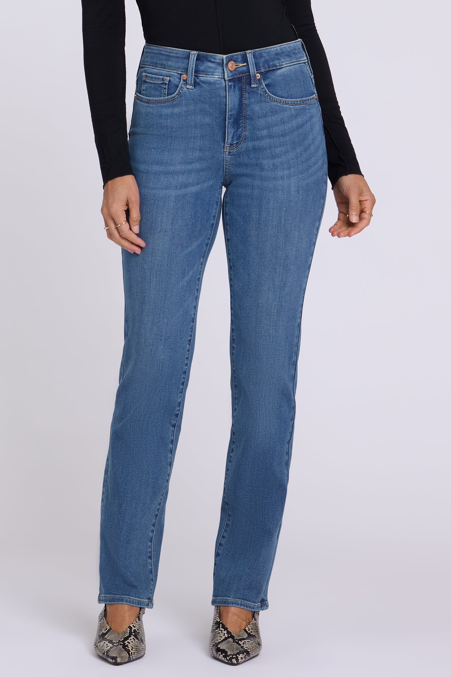 NYDJ Marilyn Straight Jeans In Petite In Sure Stretch® Denim - Redwood