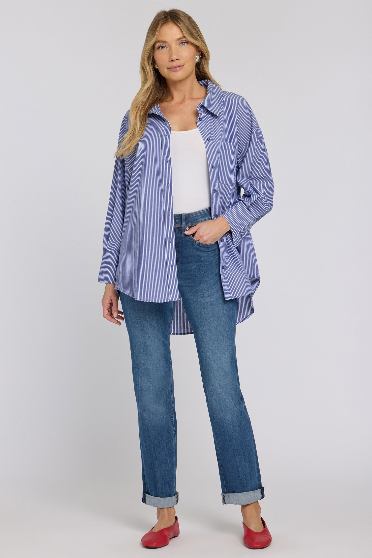 NYDJ Marilyn Straight Jeans In Petite In Sure Stretch® Denim With High Rise And Triple Stitching - Wild River
